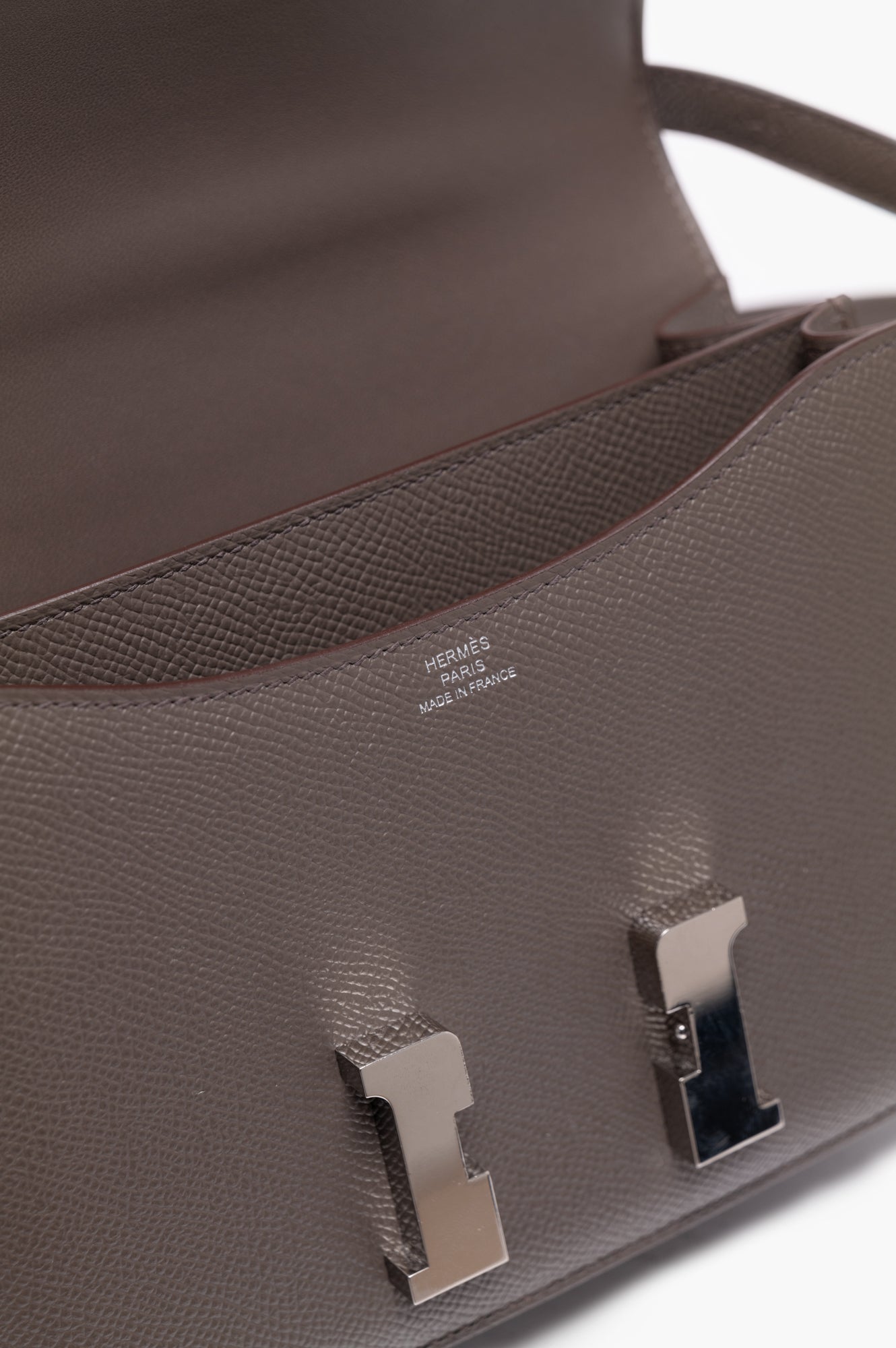 Hermes 2021 Constance 18 Etain Grey Epsom Leather Handbag