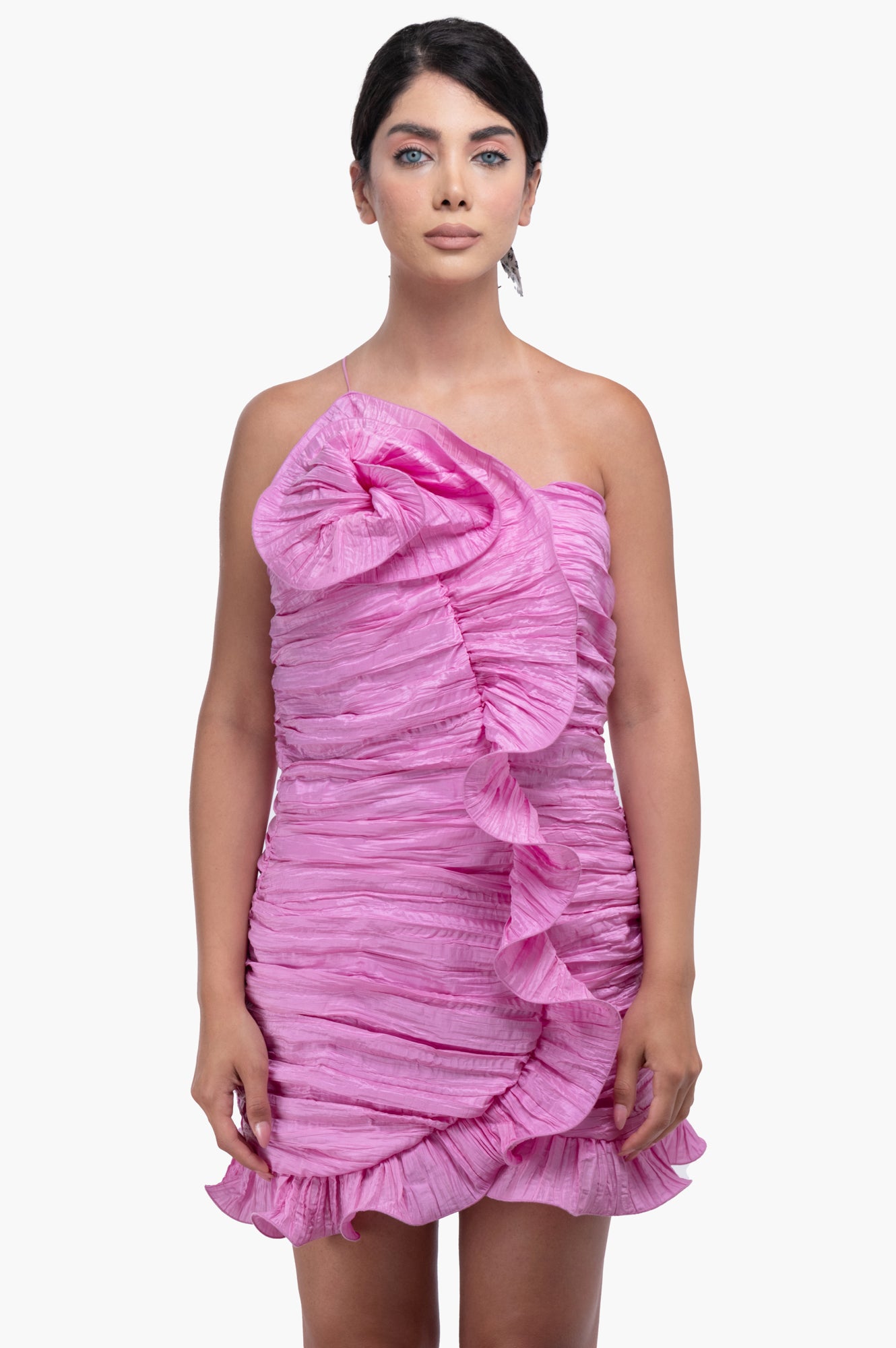 Love Shack Fancy Pink One Shoulder Mini Dress Size L