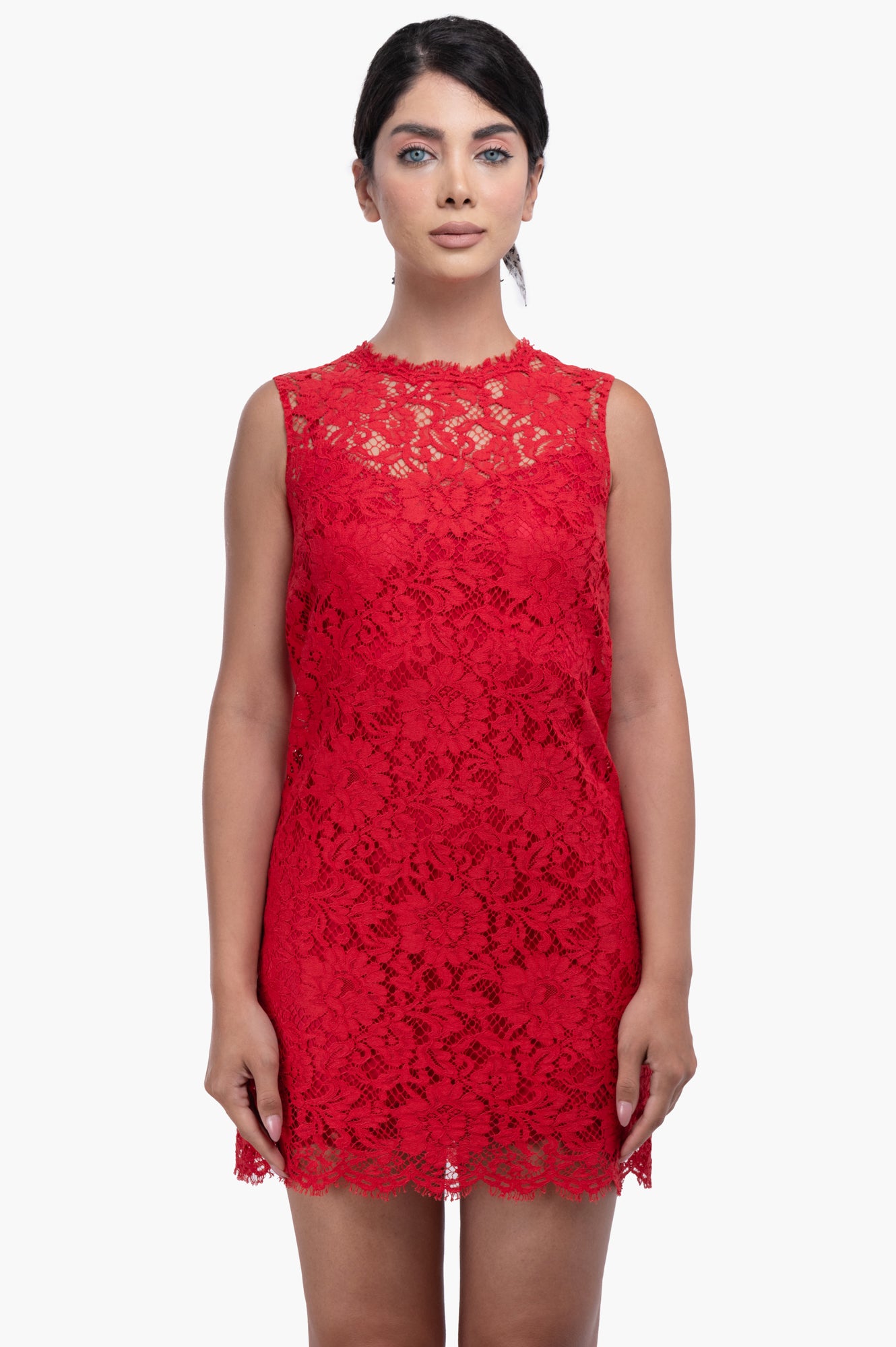 Dolce & Gabbana Red Sleeveless Lace Dress Size S