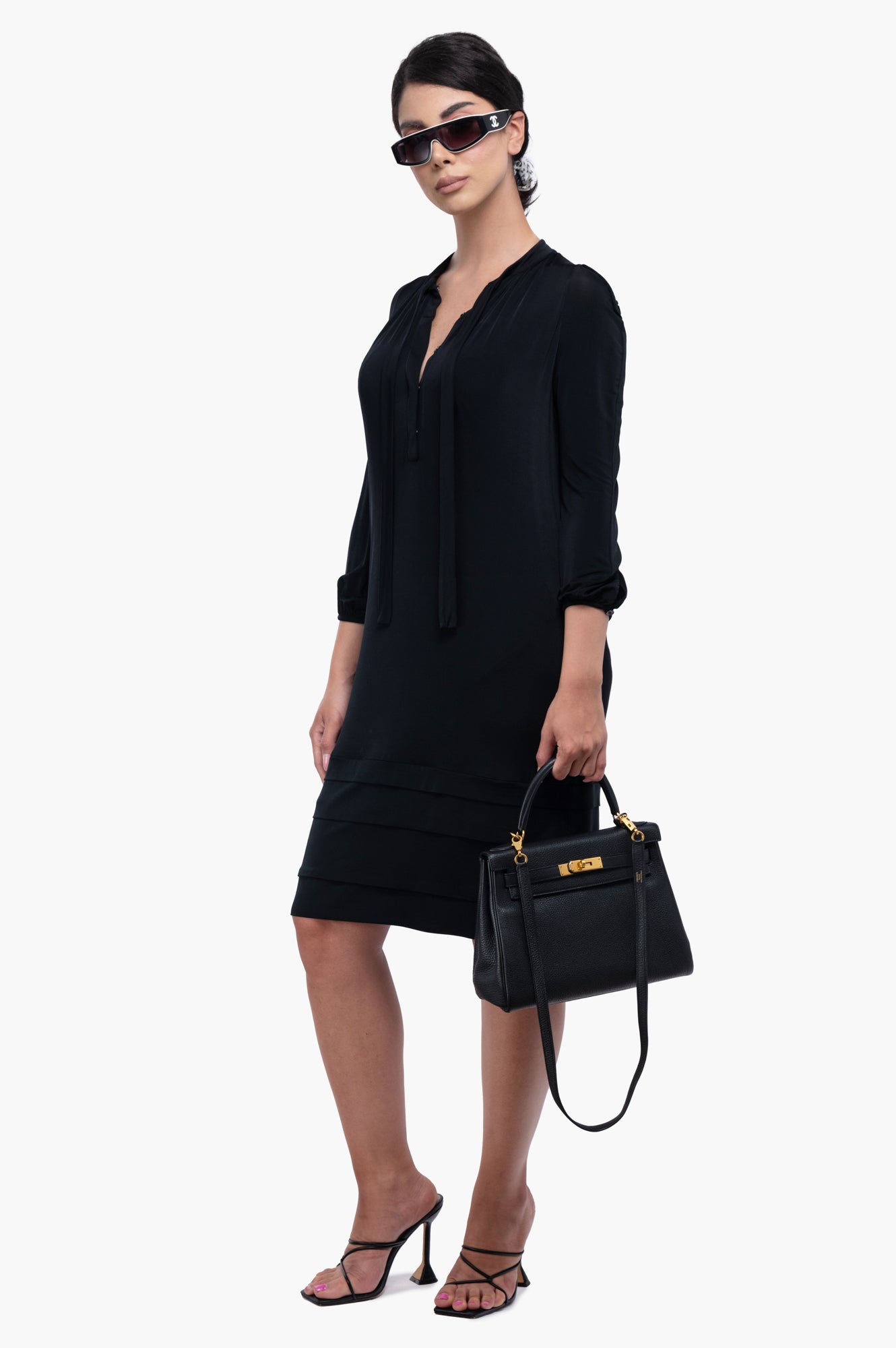 Hermes 2015 Kelly 28 Black Togo Leather Handbag
