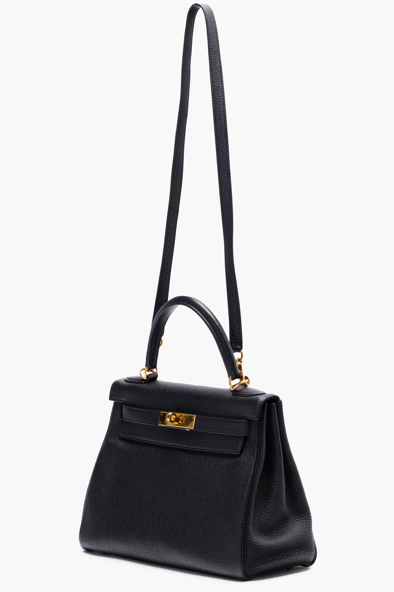 Hermes 2015 Kelly 28 Black Togo Leather Handbag