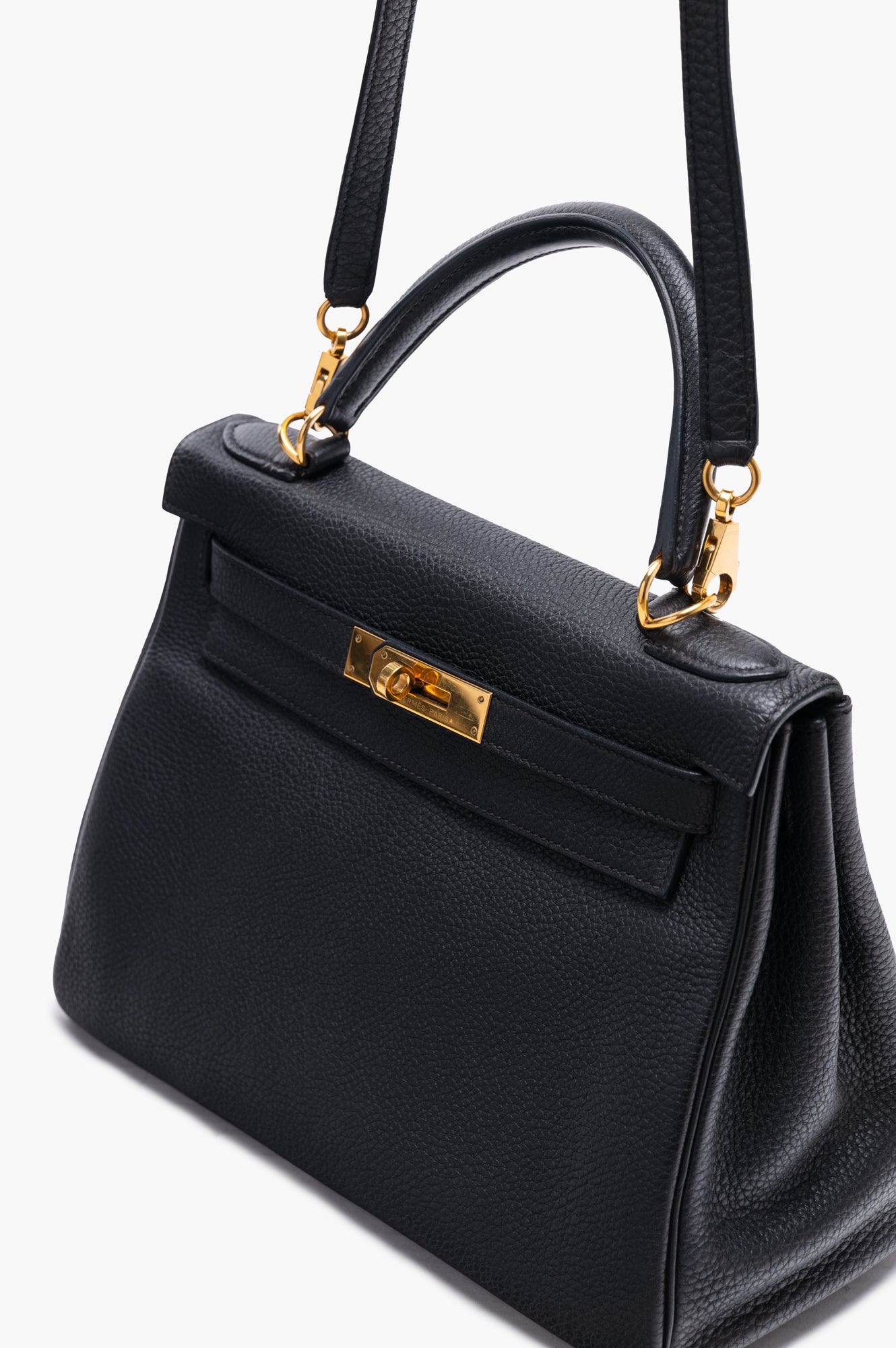 Hermes 2015 Kelly 28 Black Togo Leather Handbag