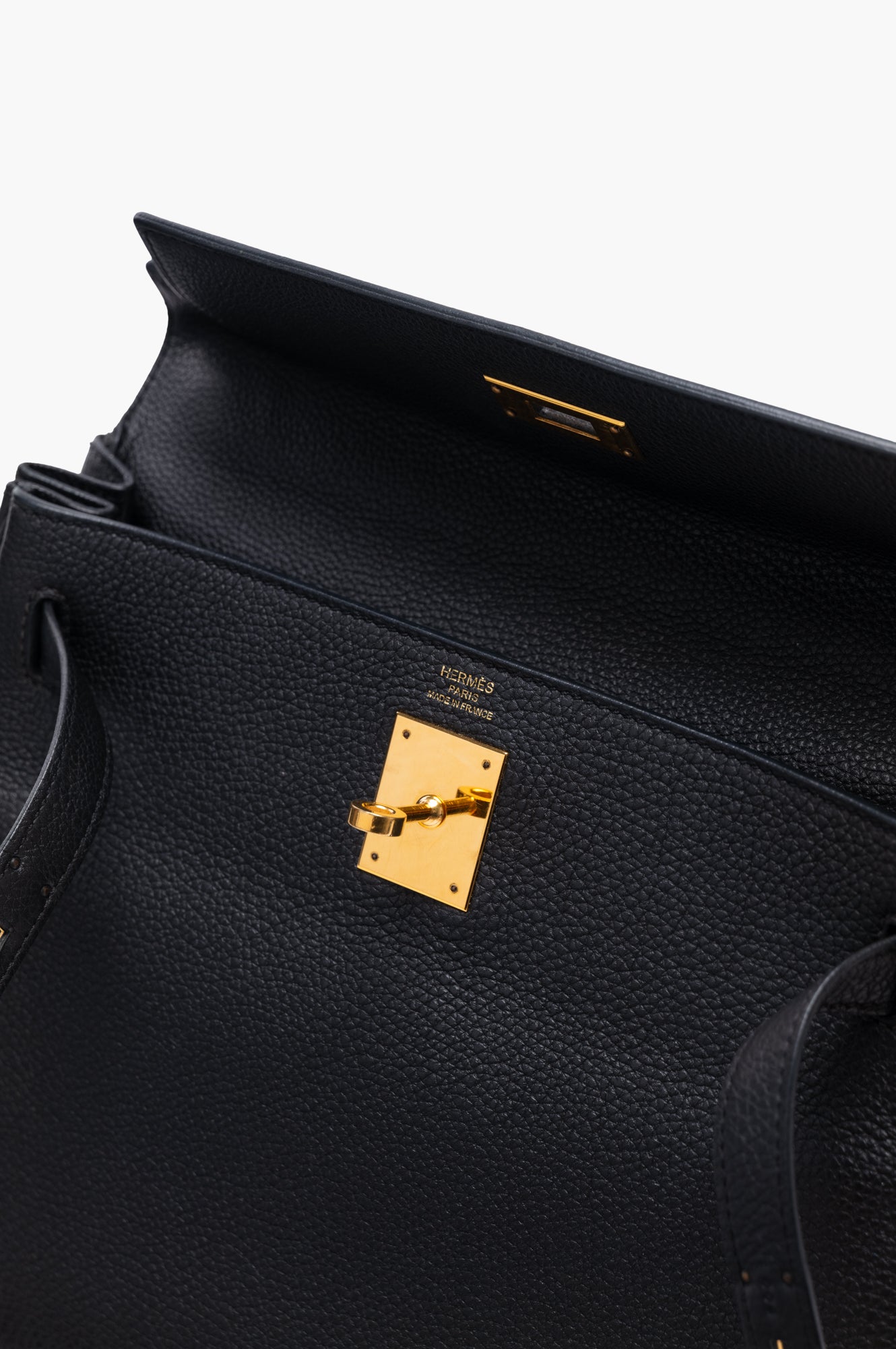 Hermes 2015 Kelly 28 Black Togo Leather Handbag