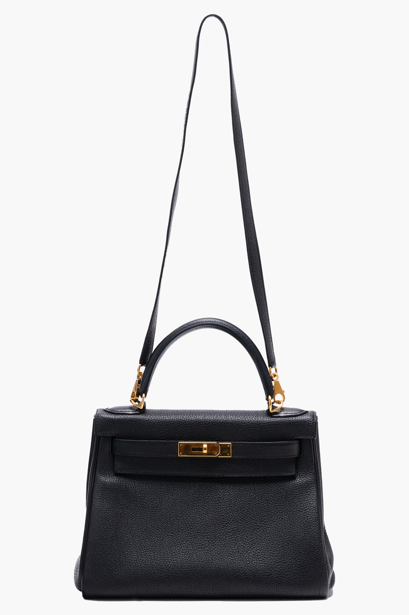 Hermes 2015 Kelly 28 Black Togo Leather Handbag