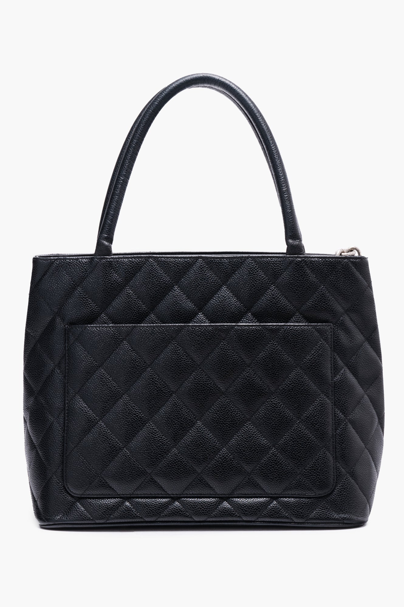 Chanel Black Medallion Caviar Leather Tote