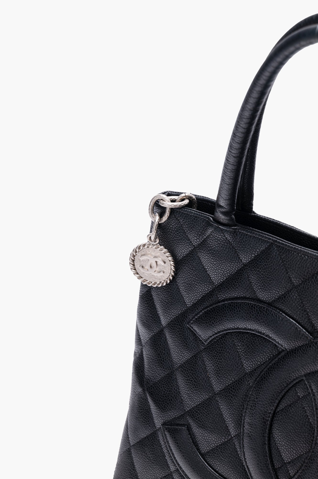 Chanel Black Medallion Caviar Leather Tote