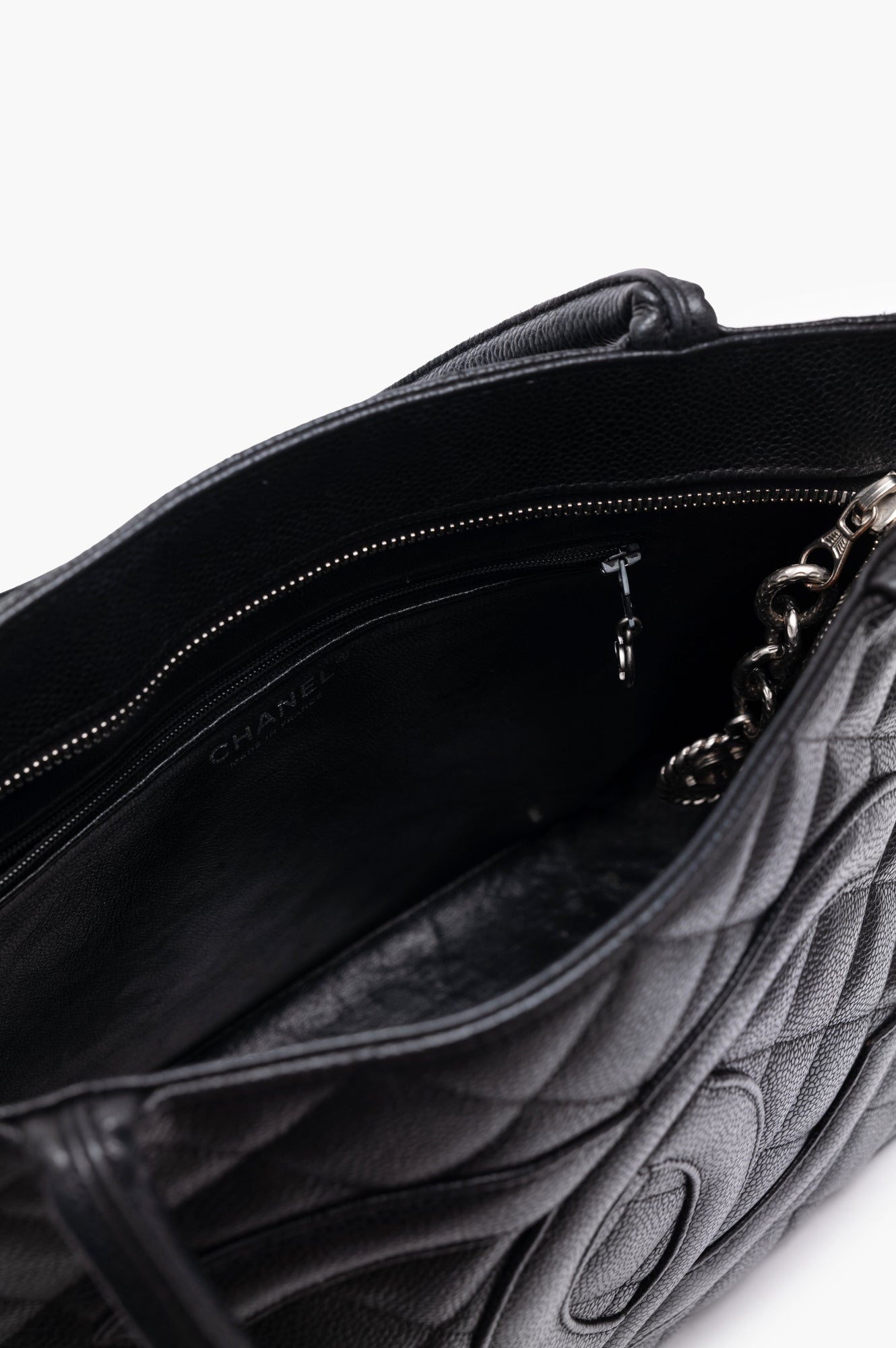 Chanel Black Medallion Caviar Leather Tote