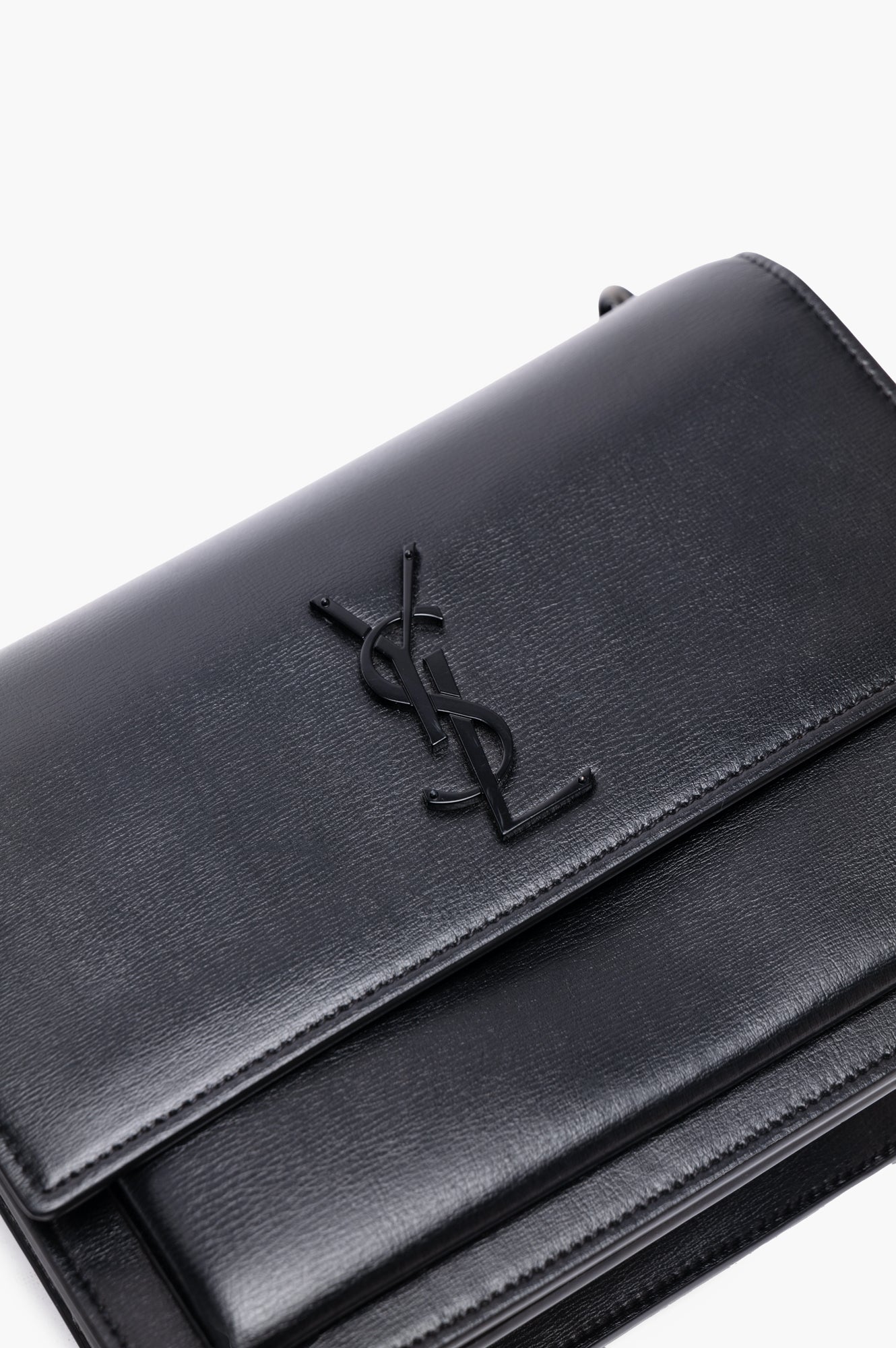 Saint Laurent Black Soft Calfskin Sunset Crossbody Chain Bag