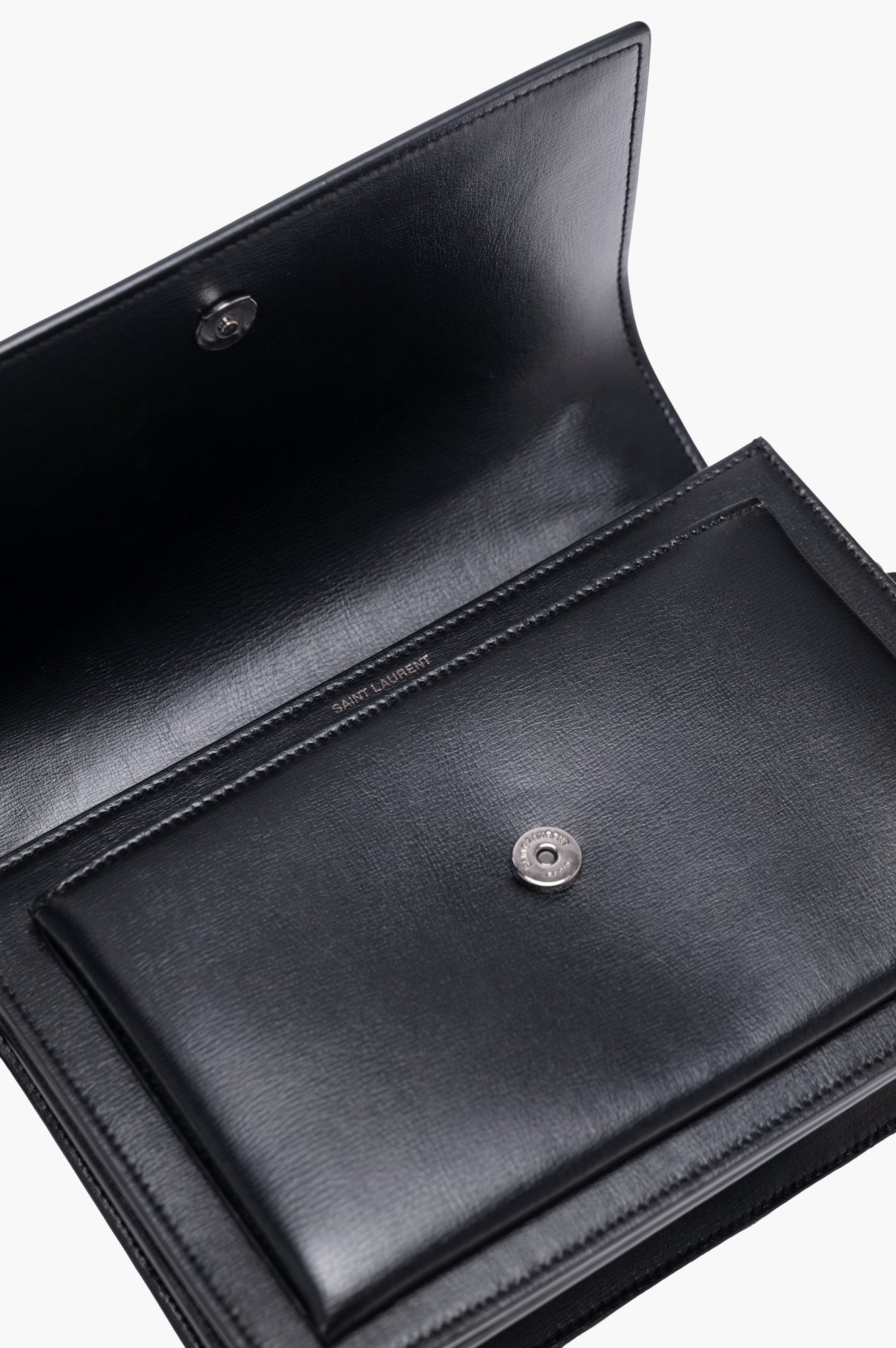 Saint Laurent Black Soft Calfskin Sunset Crossbody Chain Bag