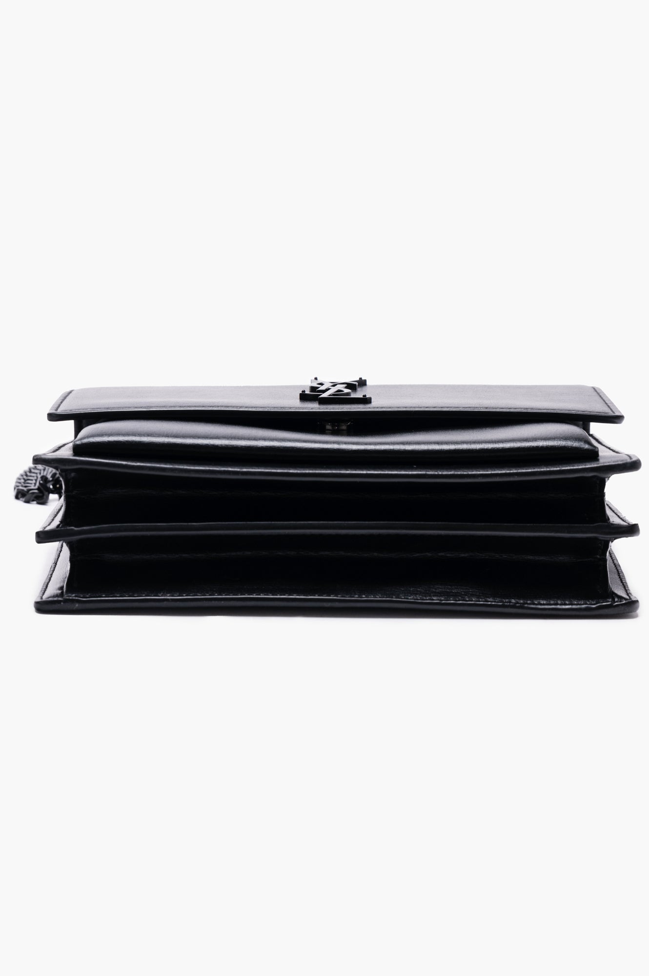 Saint Laurent Black Soft Calfskin Sunset Crossbody Chain Bag