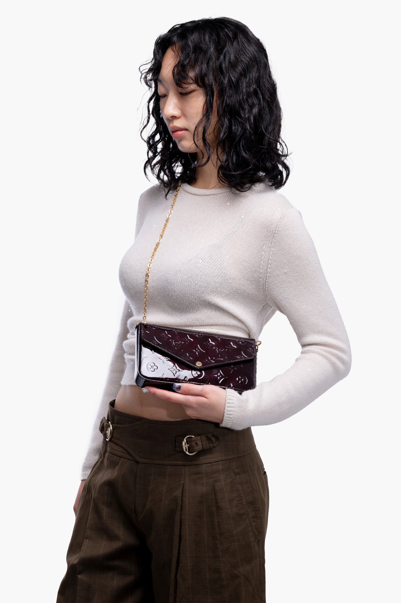 Louis Vuitton Burgundy Vernis Pochette Felicie Crossbody Bag