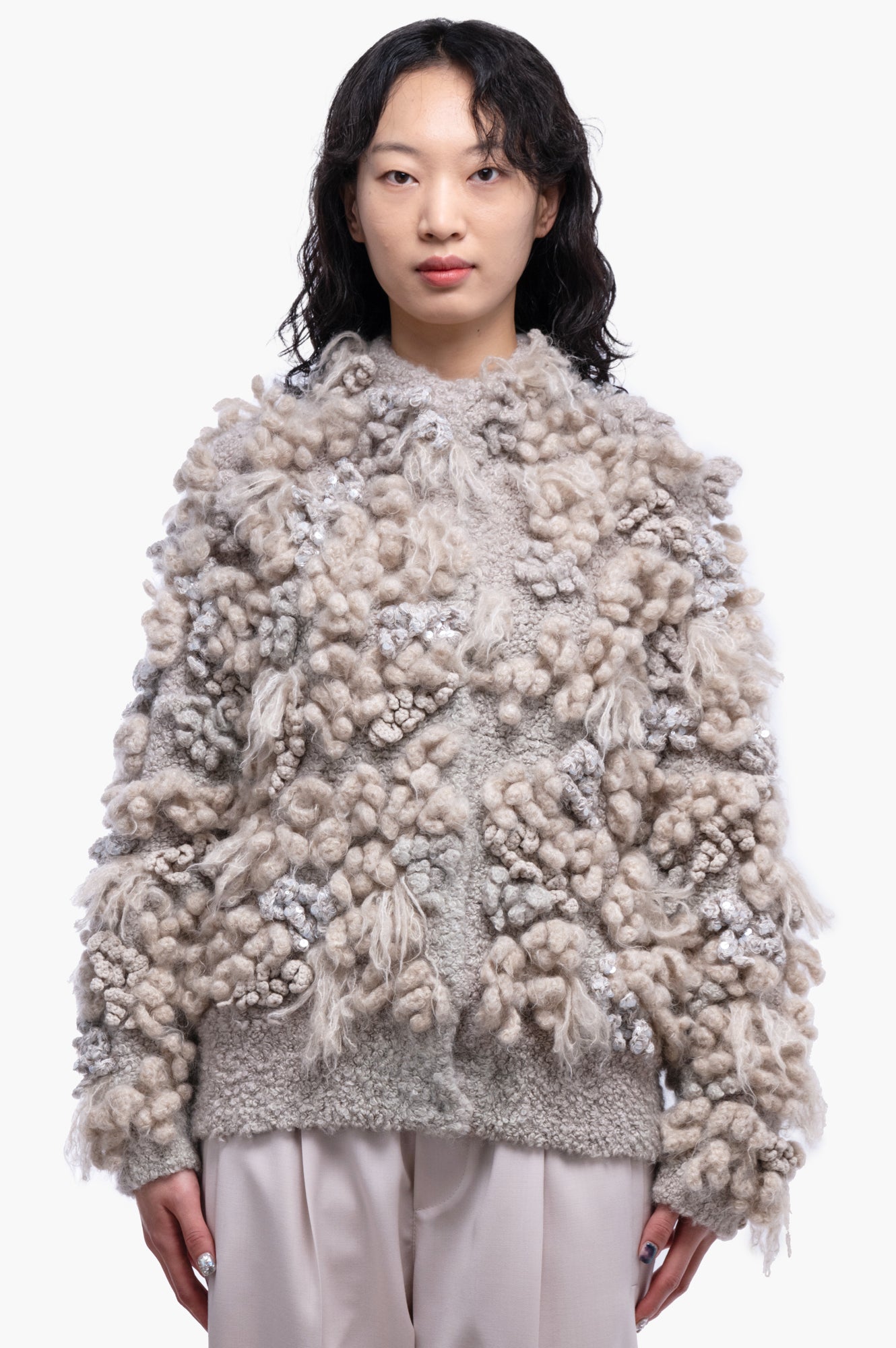 Brunello Cucinelli Beige Textile Sweater Jacket Size M