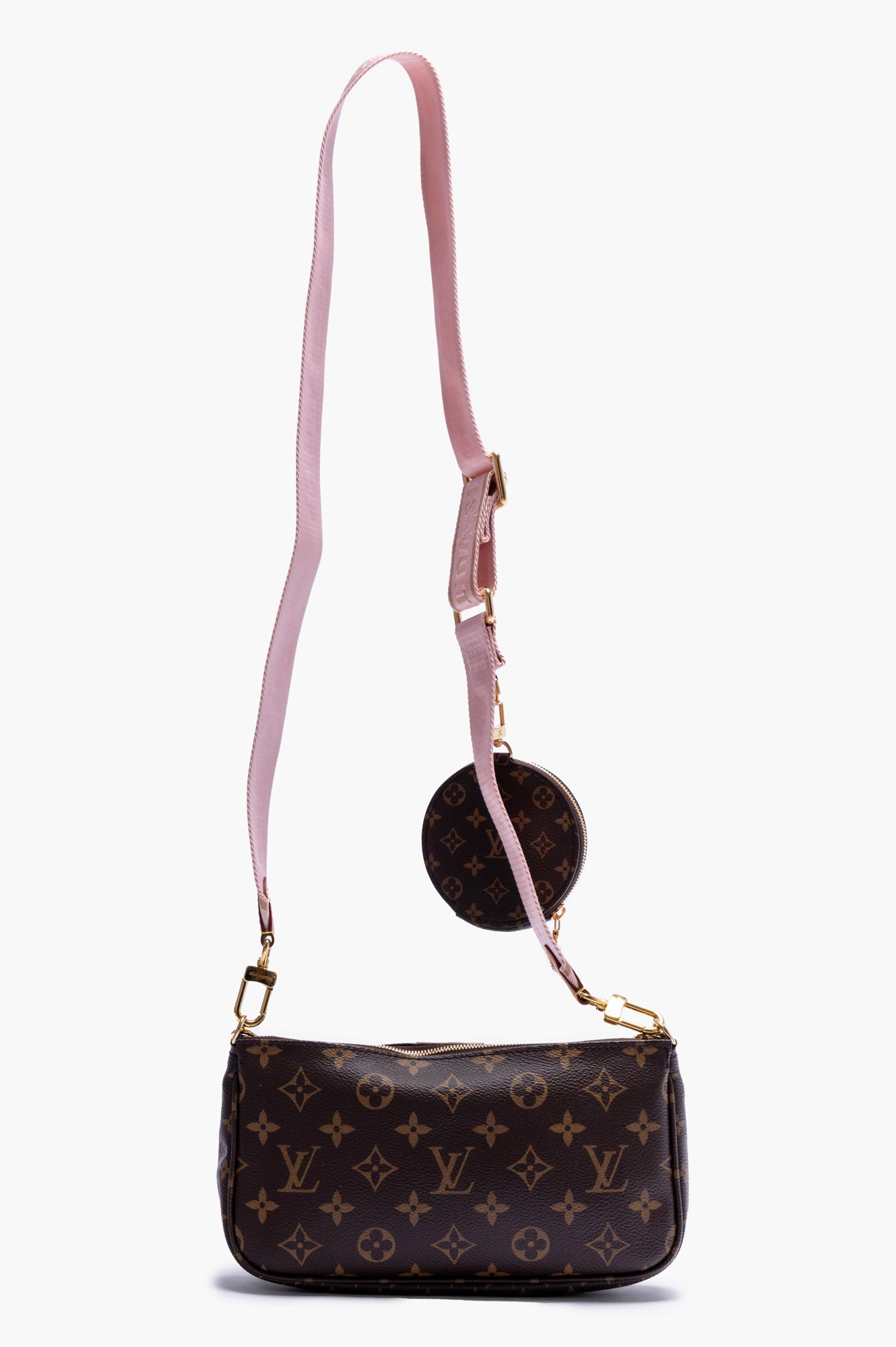 Louis Vuitton Multi Pochette With Pink Strap Crossbody Bag
