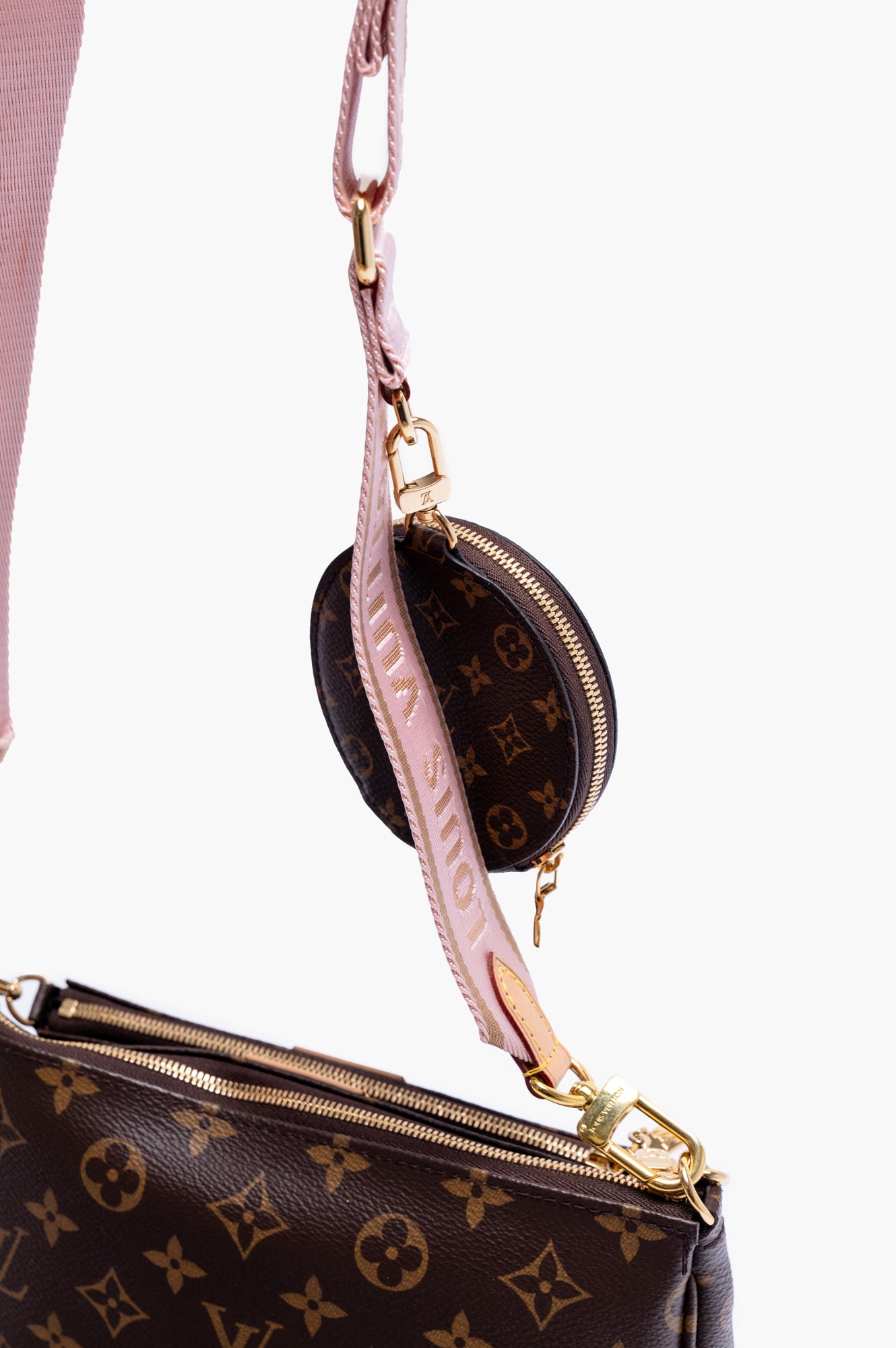 Louis Vuitton Multi Pochette With Pink Strap Crossbody Bag