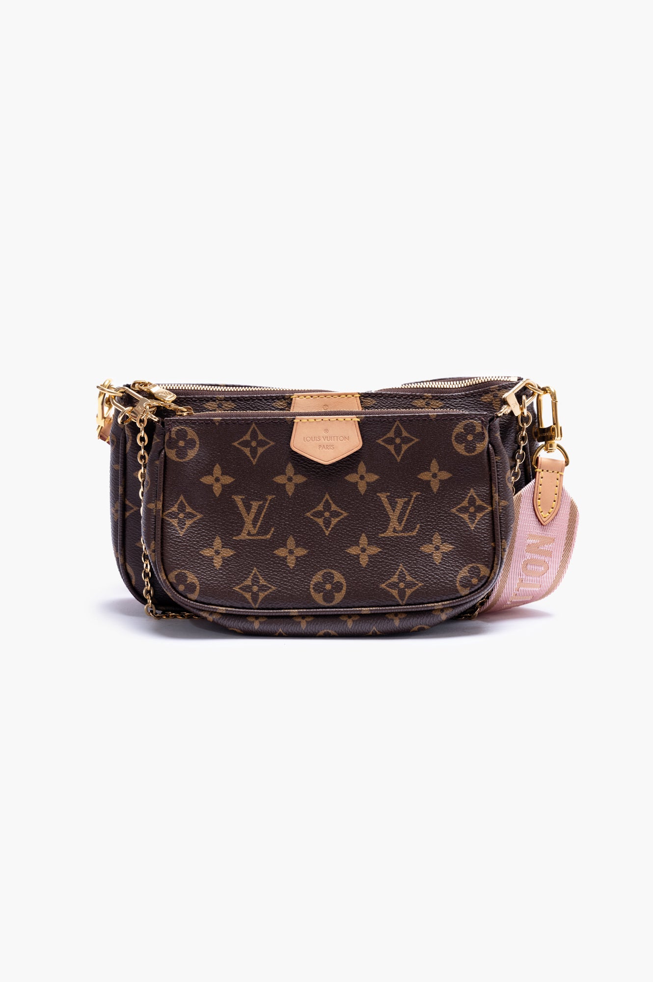 Louis Vuitton Multi Pochette With Pink Strap Crossbody Bag