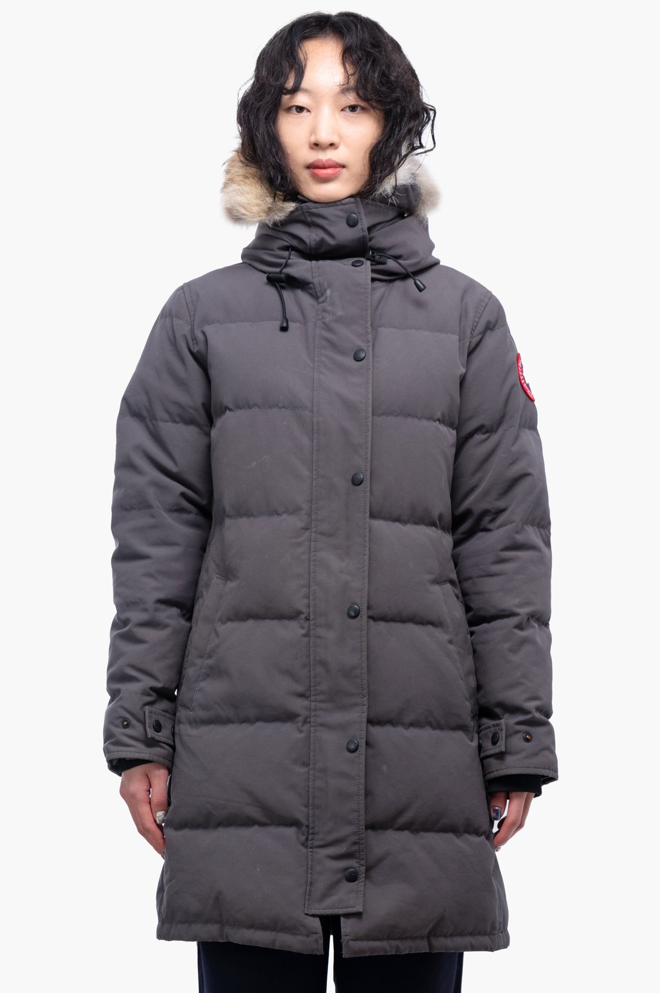 Canada Goose Grey With Hood Down Jacket Size M