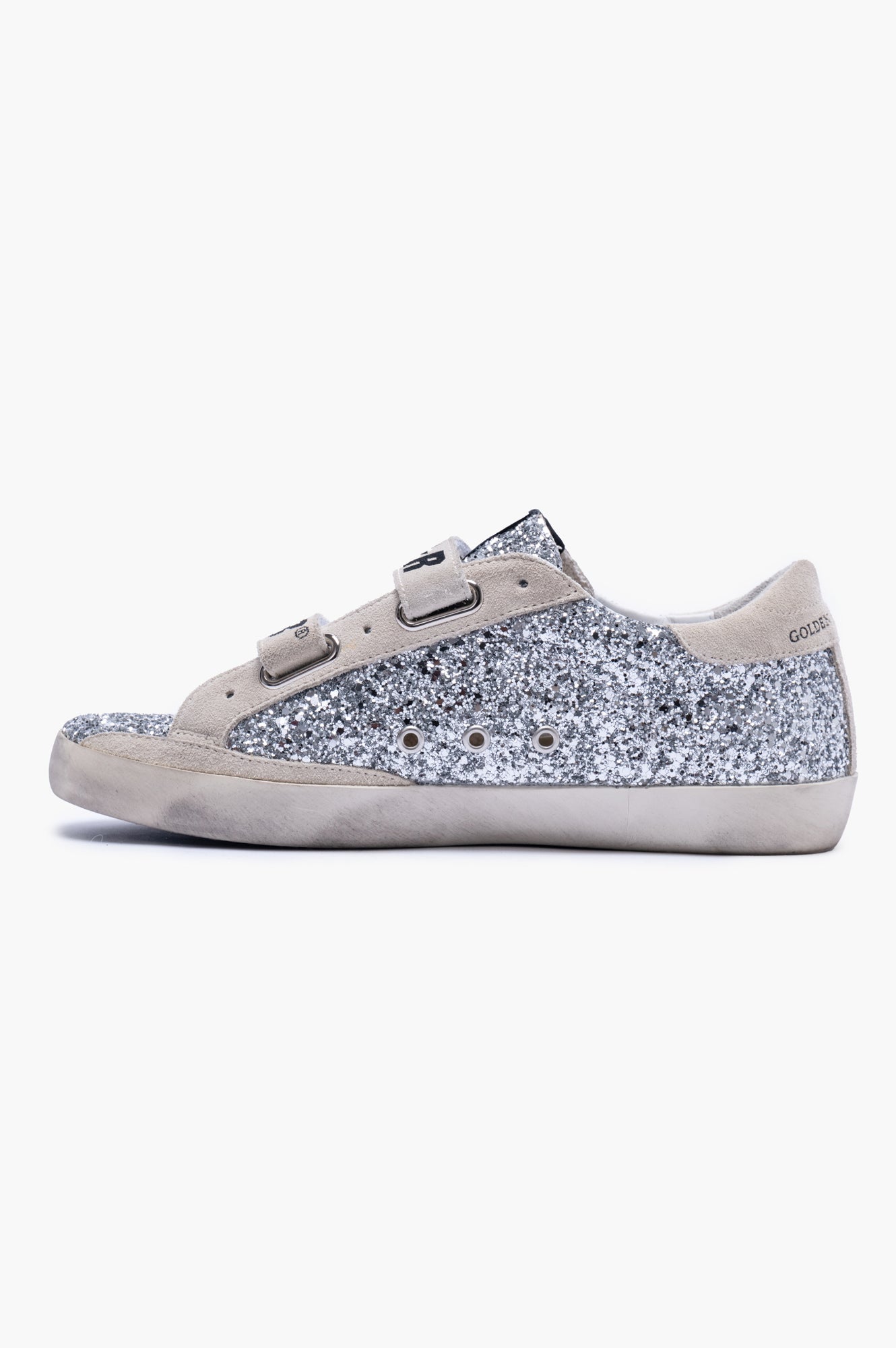 Golden Goose Silver Giltter Old School Low Top Sneakers Size 39