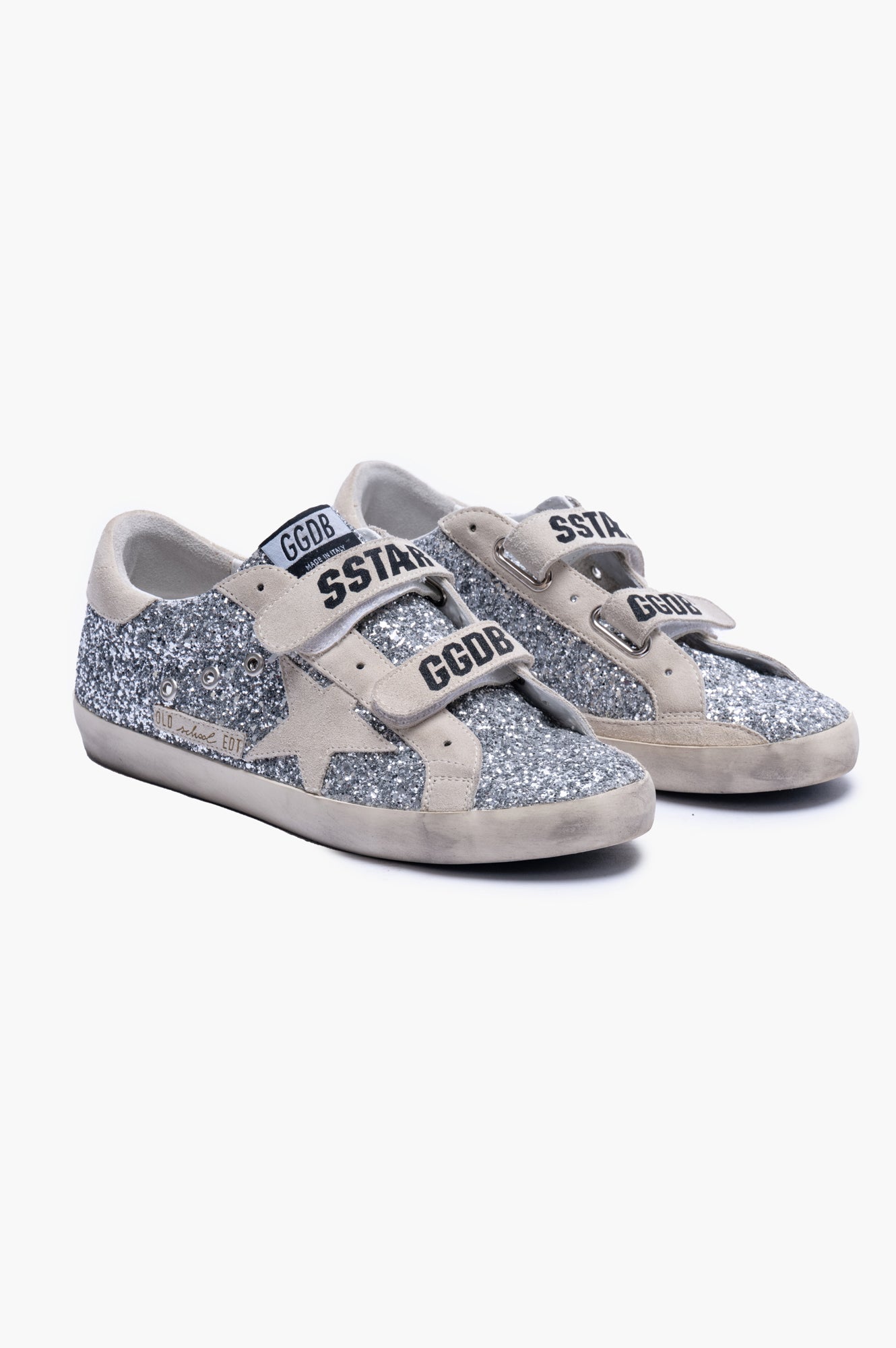 Golden Goose Silver Giltter Old School Low Top Sneakers Size 39