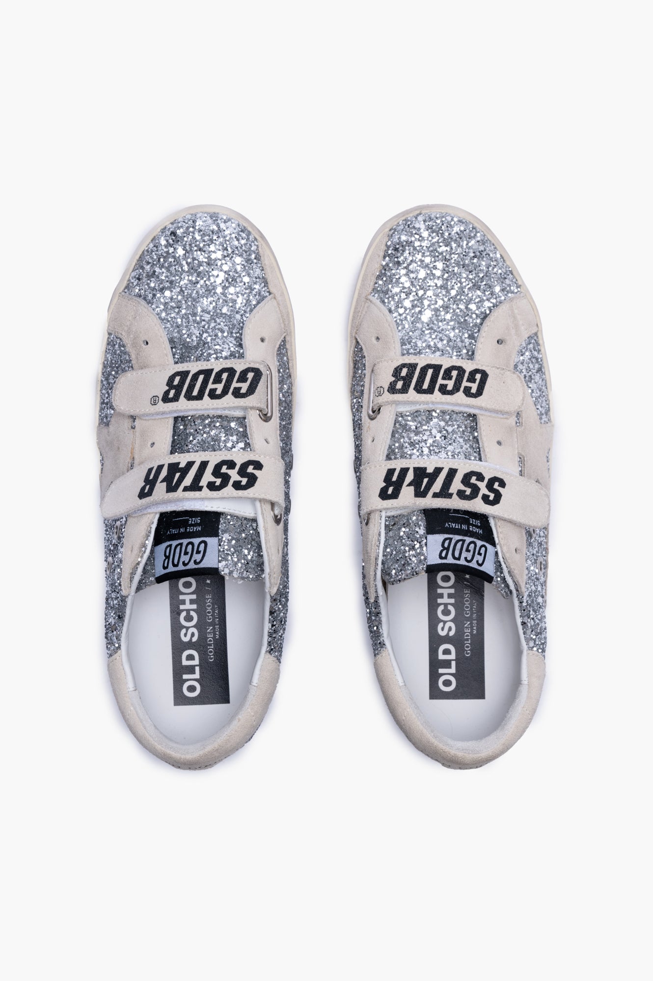 Golden Goose Silver Giltter Old School Low Top Sneakers Size 39