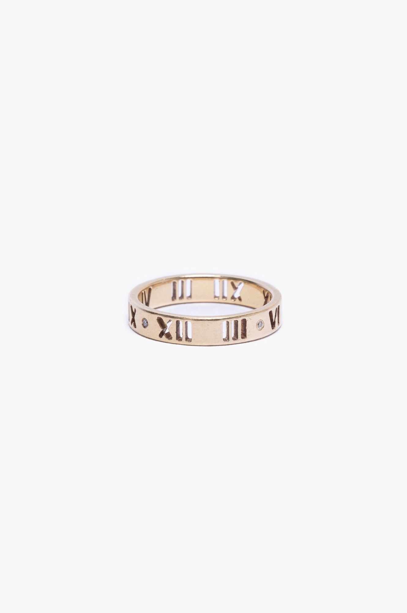 Tiffany & Co 18K Gold Atlas Ring With Diamond Size 4.5