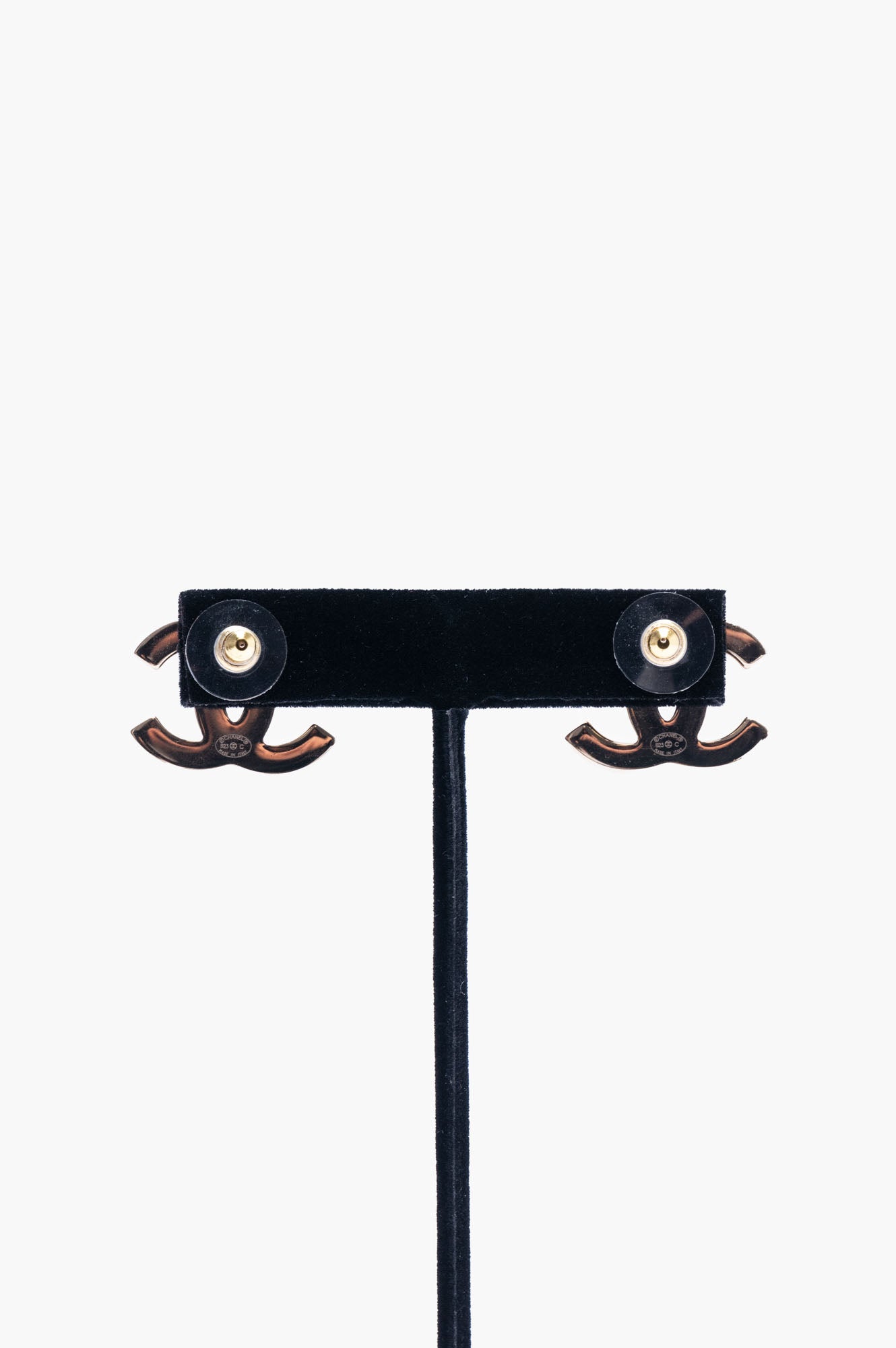 Chanel Gold CC Black and White Earrings