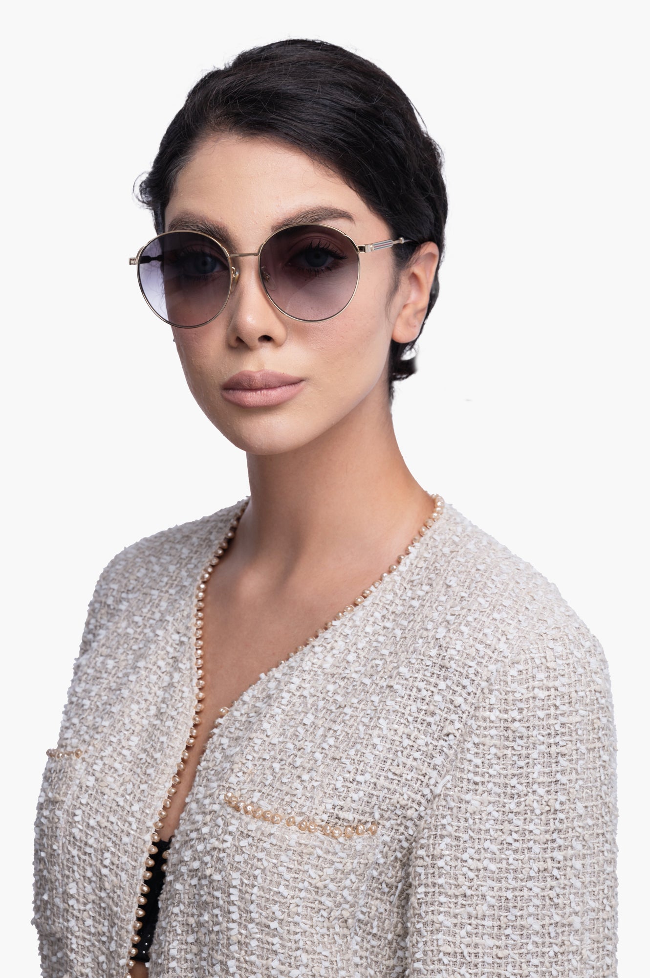 Gucci Gold Frame Round Sunglass