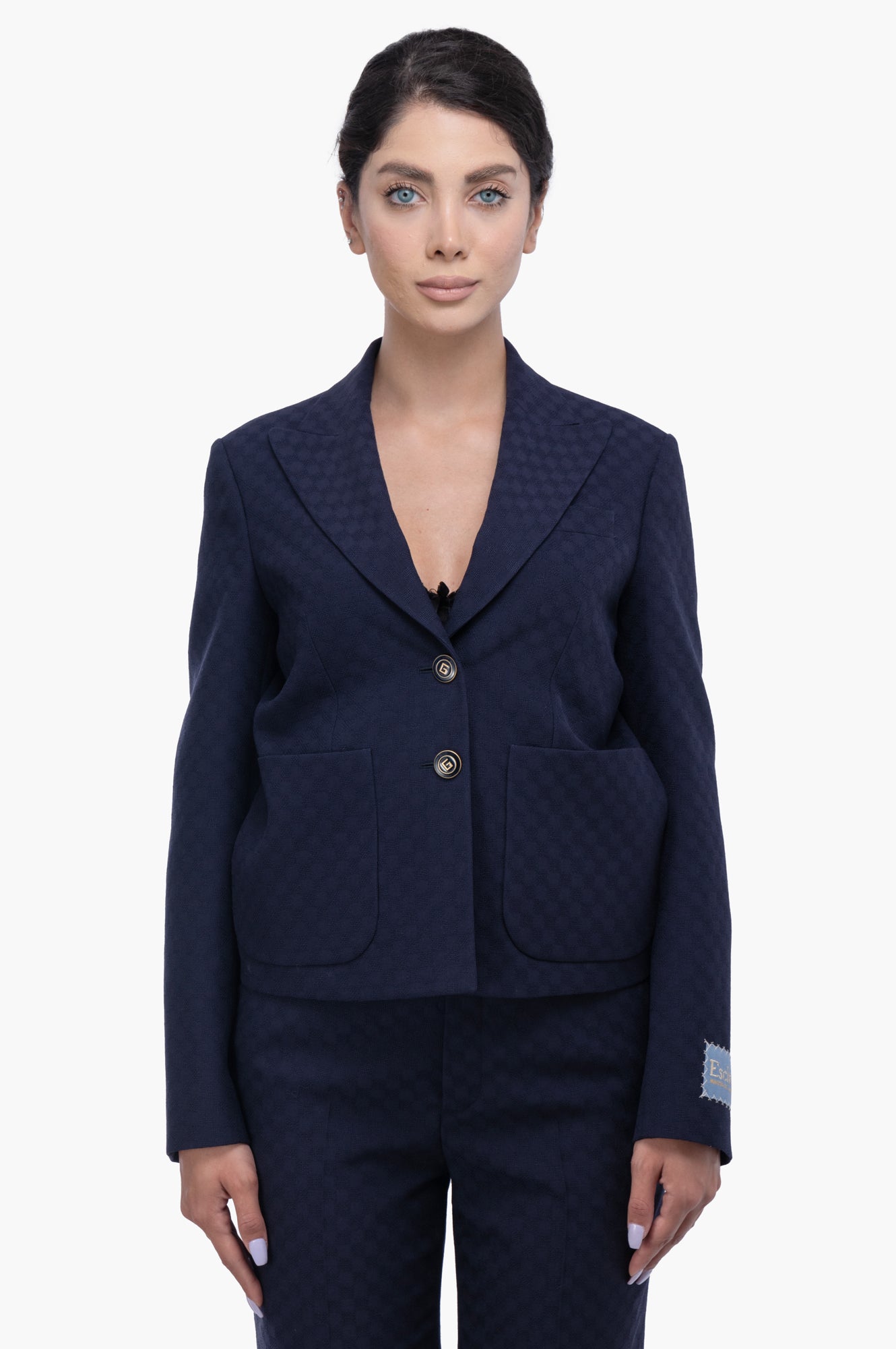Gucci GG Blue Cotton Blend Formal Jacket