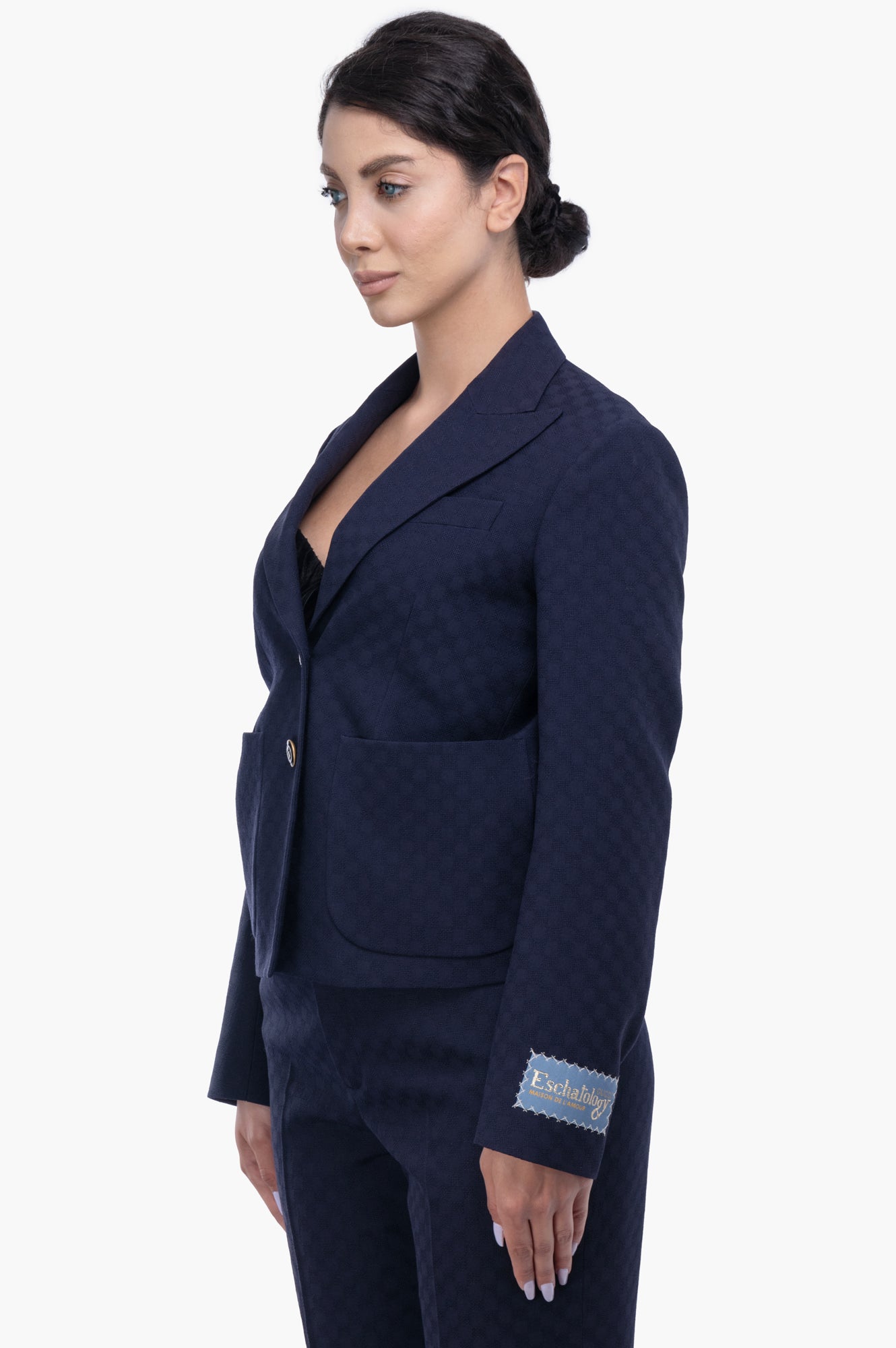 Gucci GG Blue Cotton Blend Formal Jacket