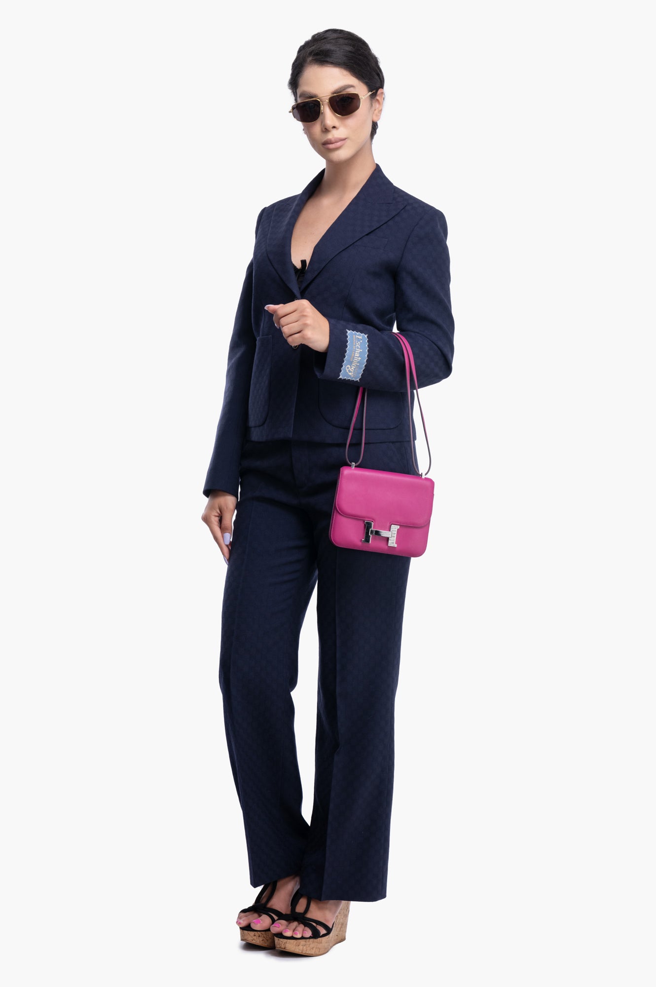 Gucci GG Blue Cotton Blend Formal Jacket