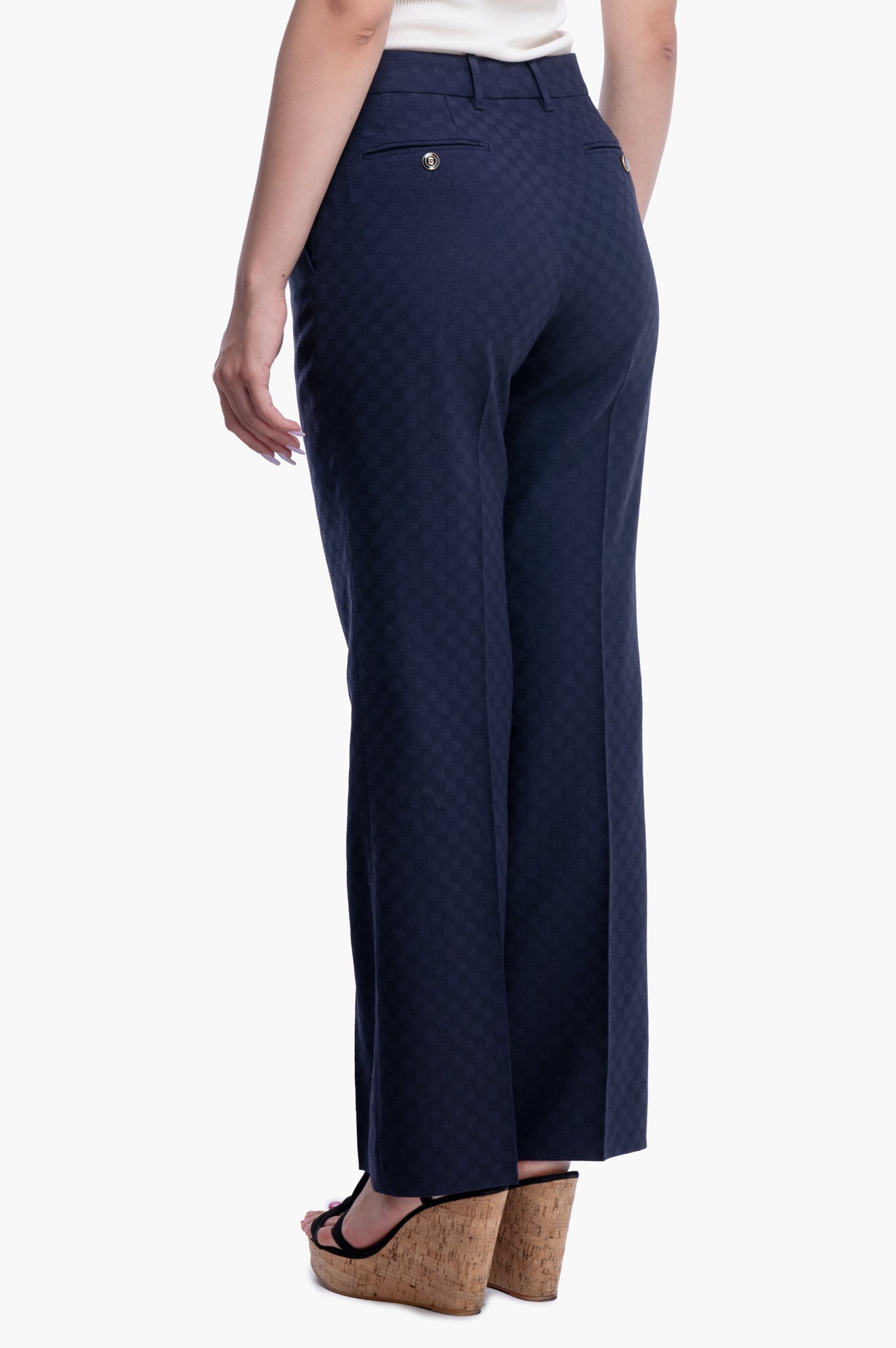 Gucci Blue Cotton Blend Pants