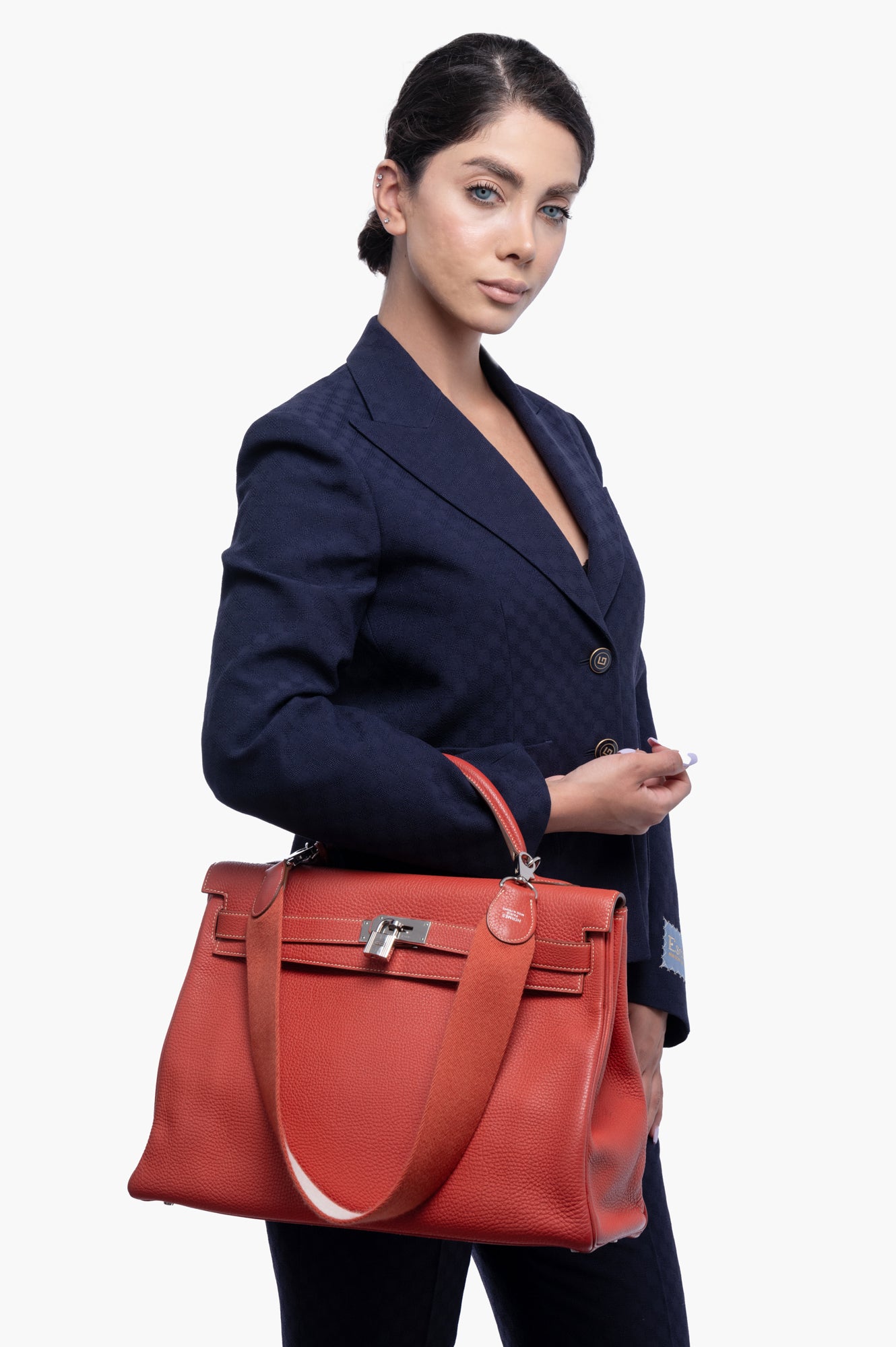 Hermes Kelly 40 Clemence Leather Bag