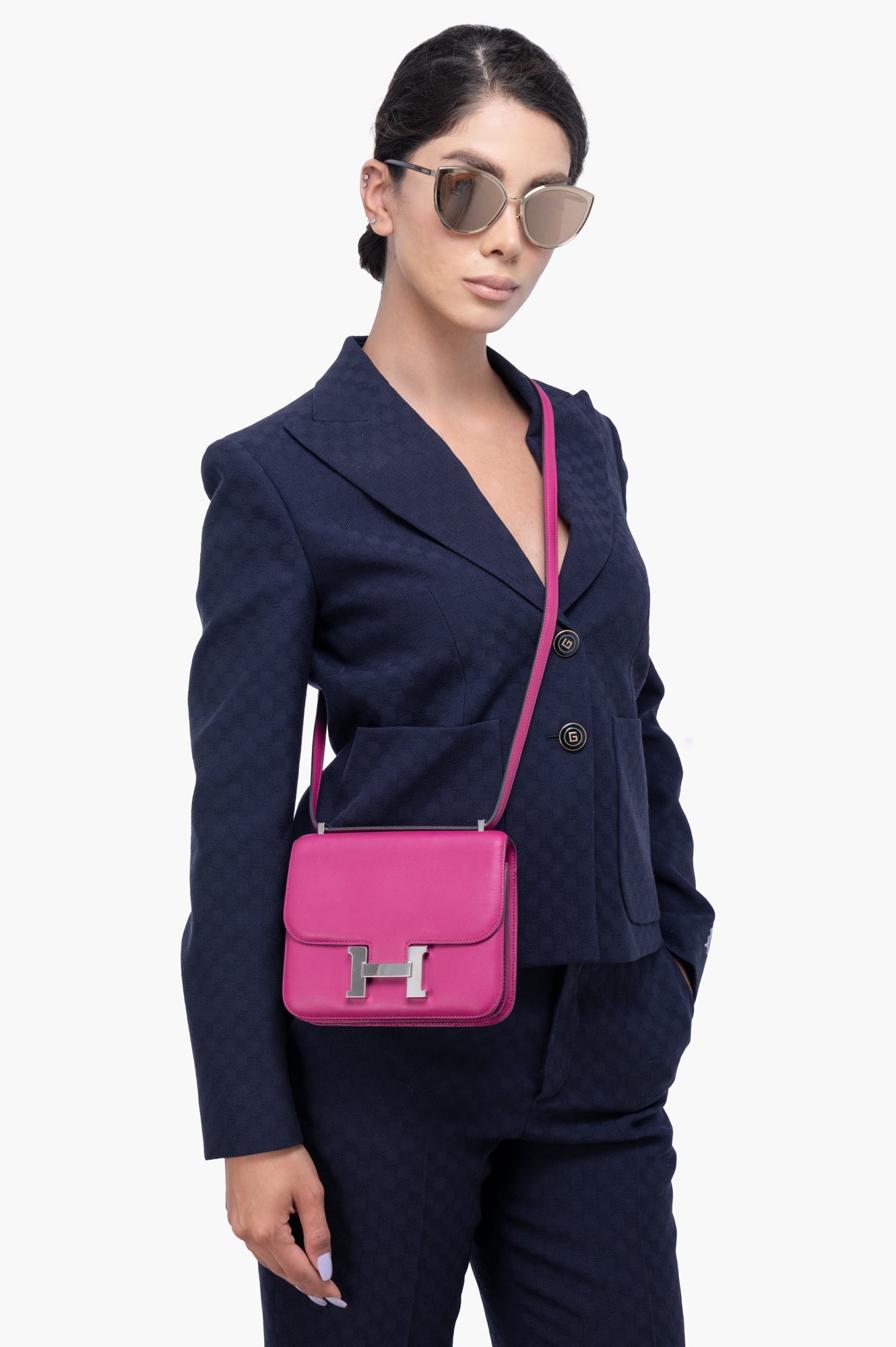 Hermes Mini Constance 18 Rose Pourpre Evercolor Palladium Hardware