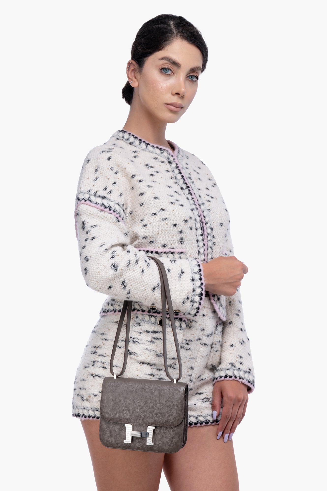 Hermes 2021 Constance 18 Etain Grey Epsom Leather Handbag