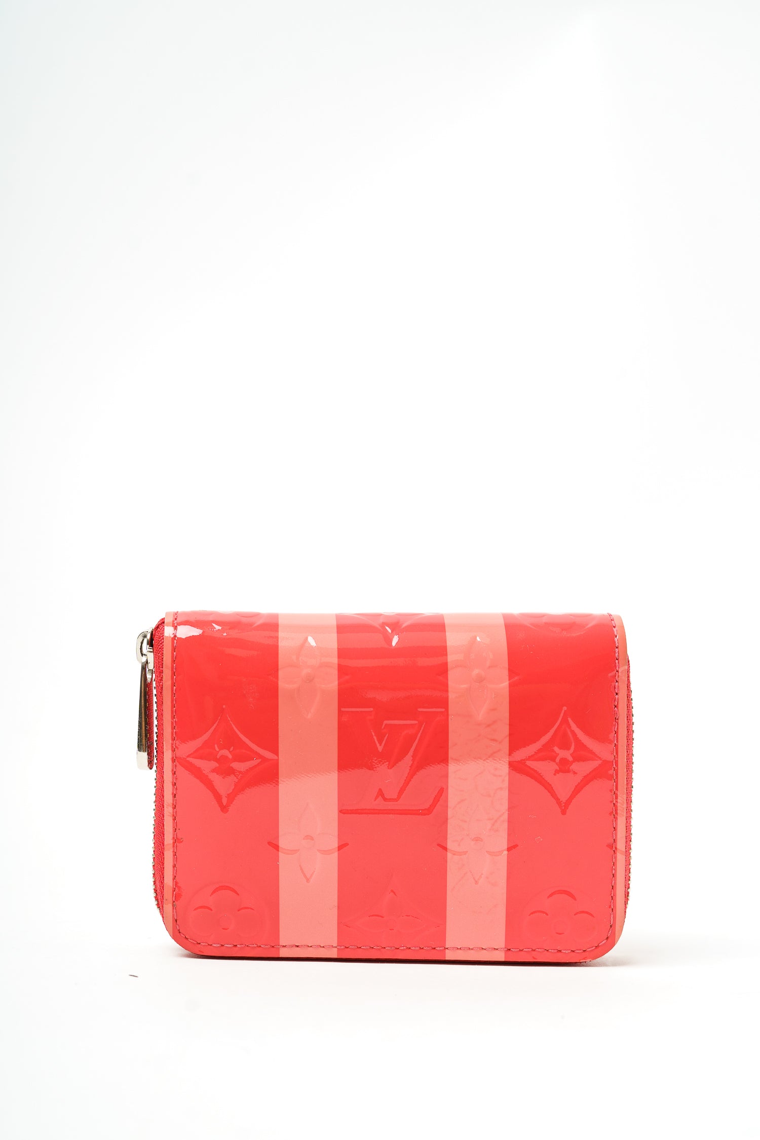 Louis Vuitton, Bags, Louis Vuitton Pink Striped Vernis Patent Leather  Zippy Wallet