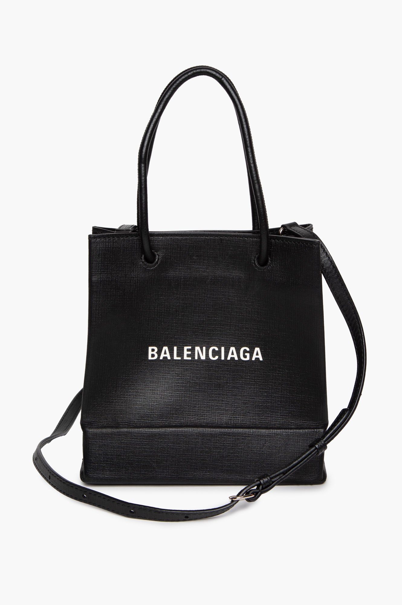 Balenciaga Black Embossed Calfskin XXS Shopping Tote