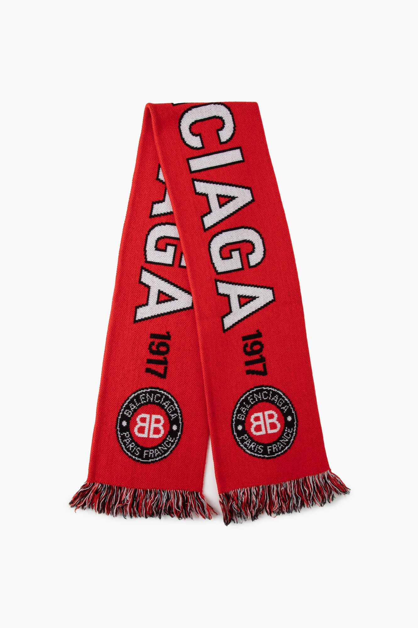 Balenciaga FW20 Red Knit Soccer Scarf