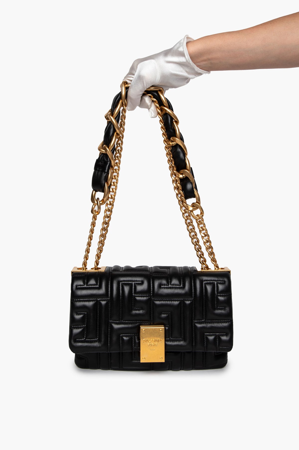 Balmain Black Soft Quilted Lambskin Mini 1945 Shoulder Bag