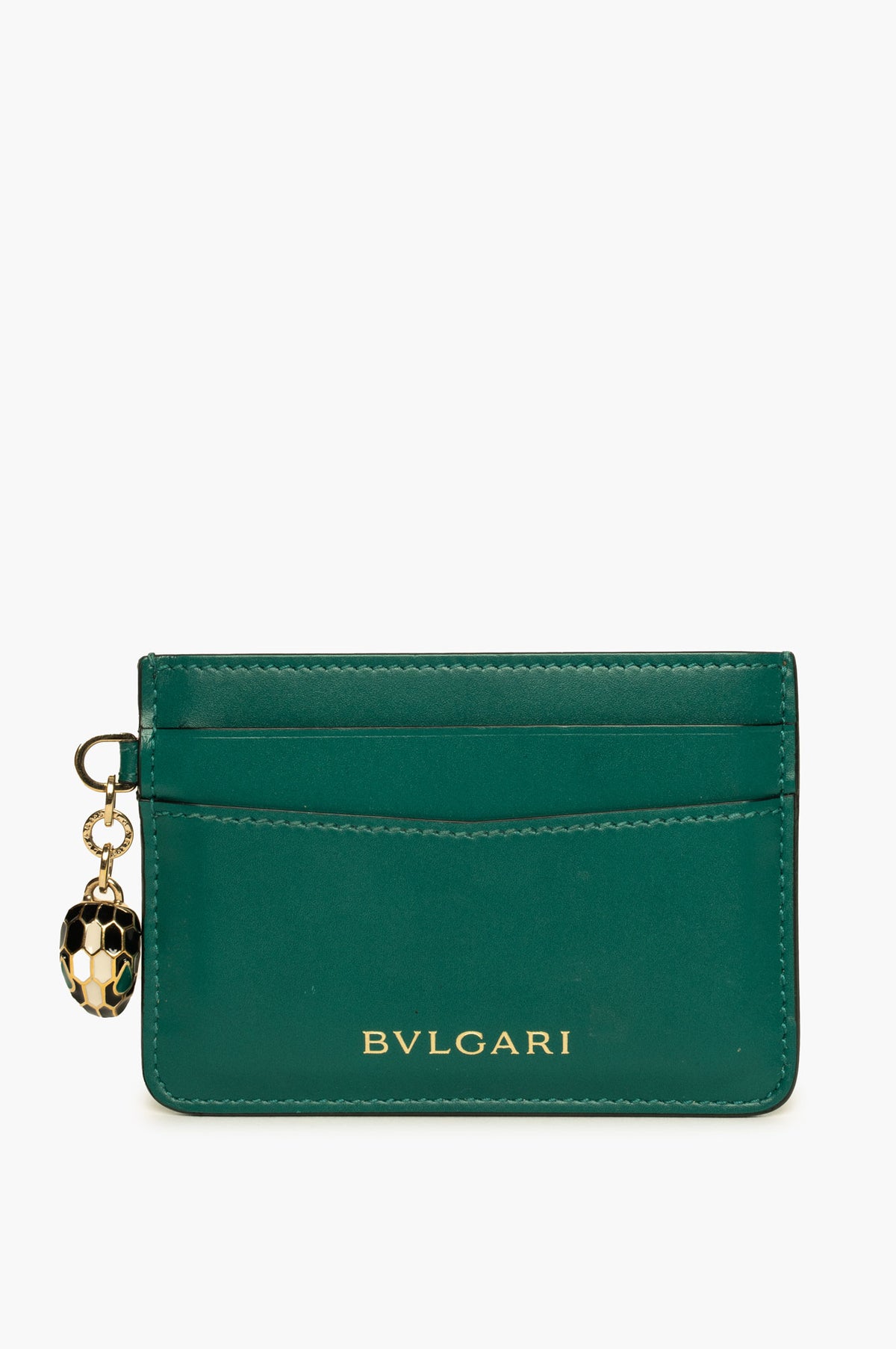 Bvlgari Green Calfskin Serpenti Forever Card Holder
