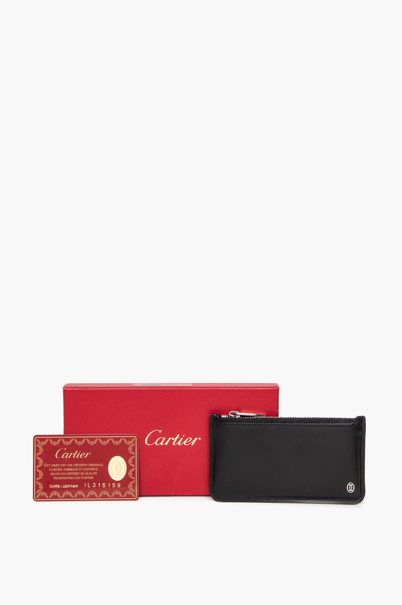 Cartier Black Leather Key Ring Pouch Wallet