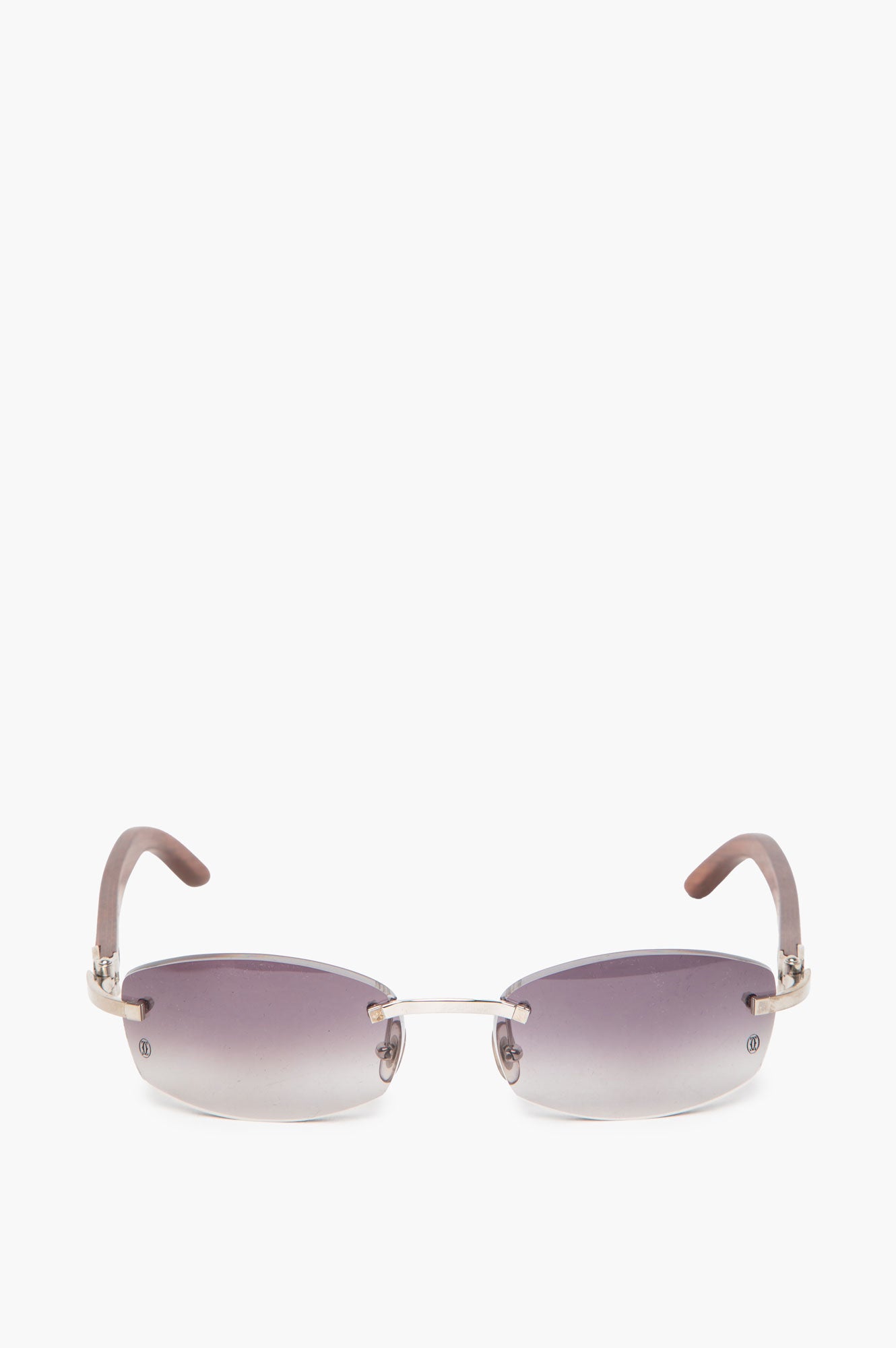 Cartier Light Wood Sunglasses with Platnium C Decor and Gradient Lens