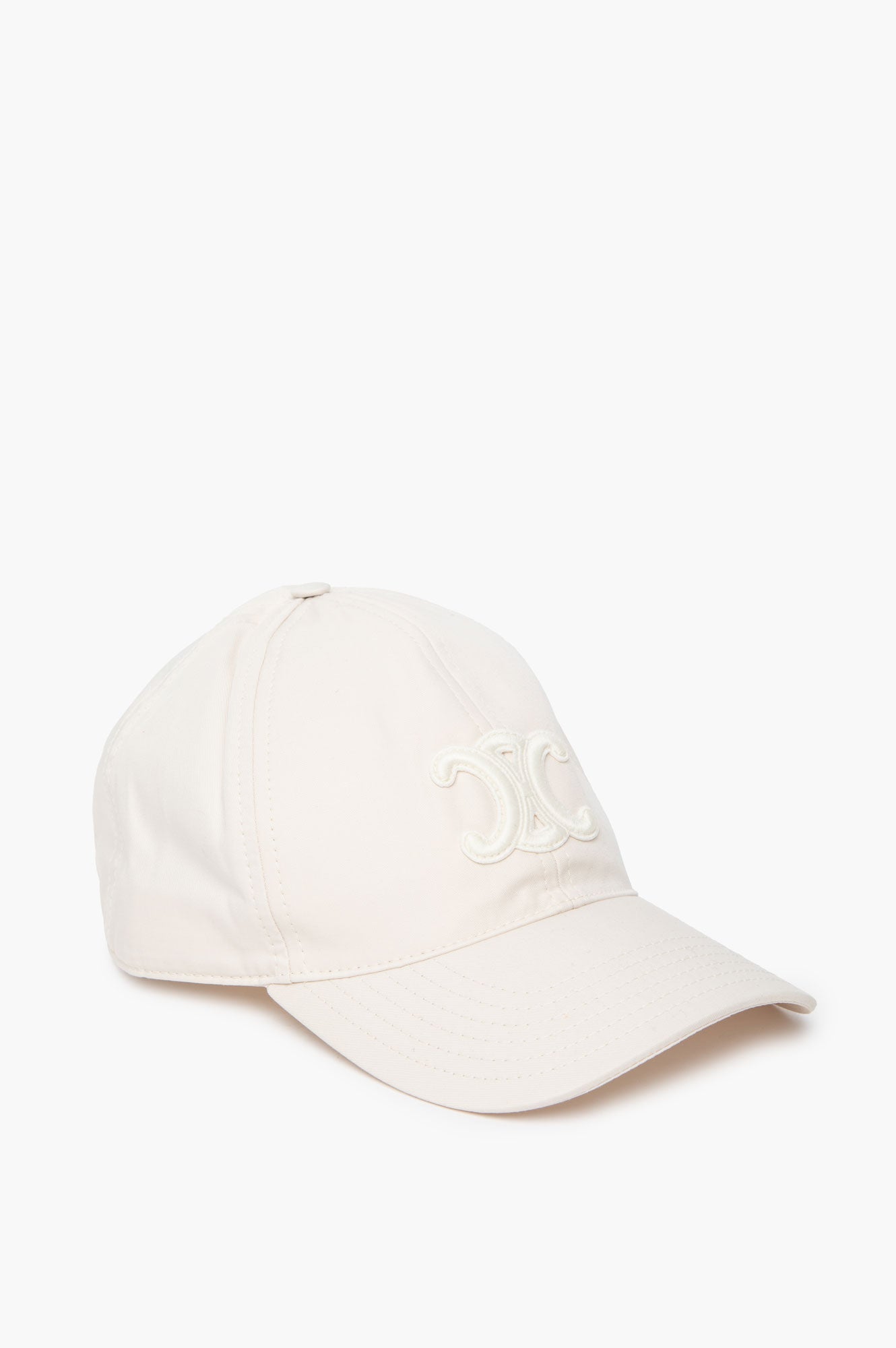 Celine Triomphe Cream Cotton Gabardine Baseball Cap Size L
