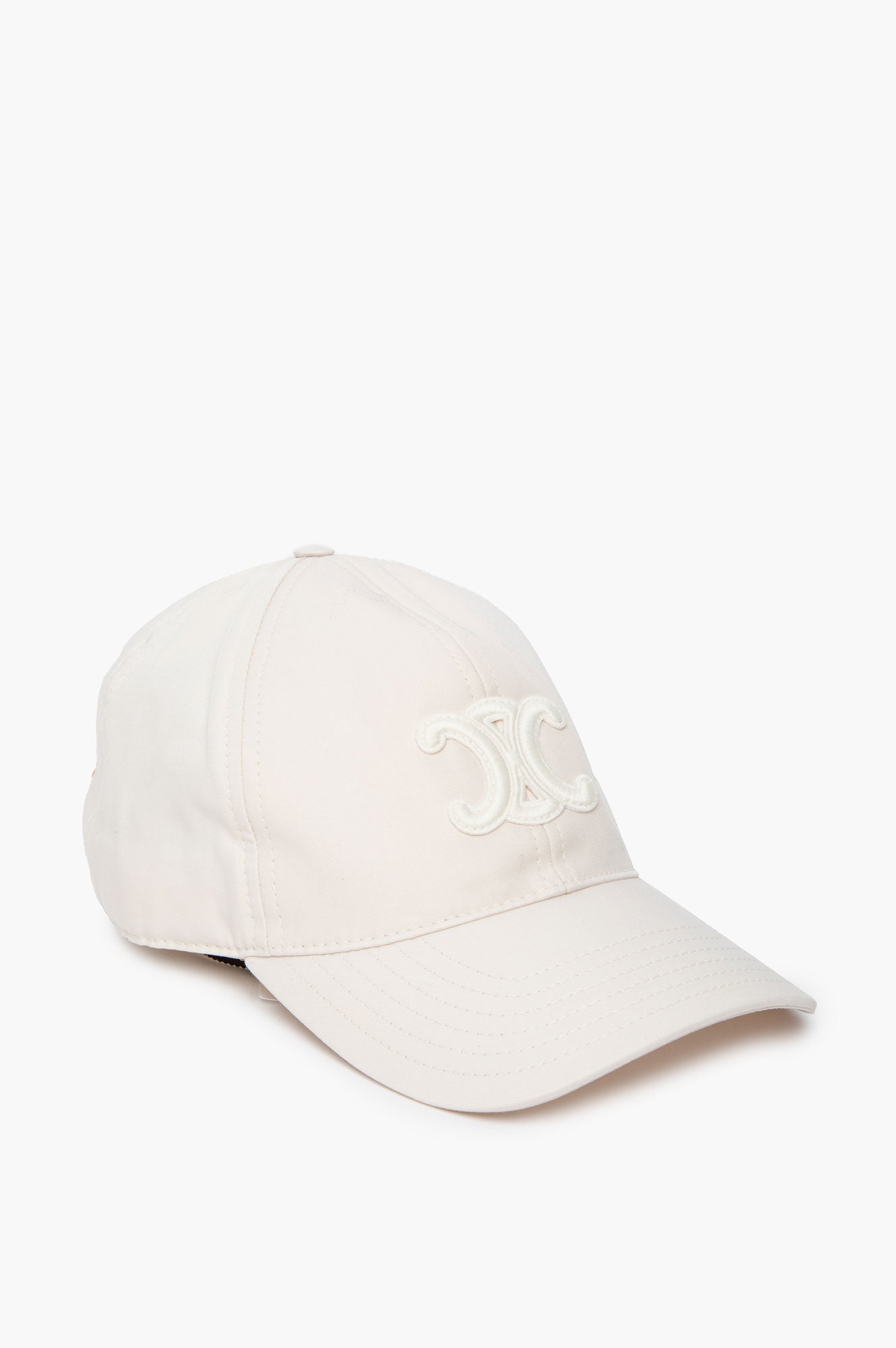 Celine Triomphe Cream Cotton Gabardine Baseball Cap Size M