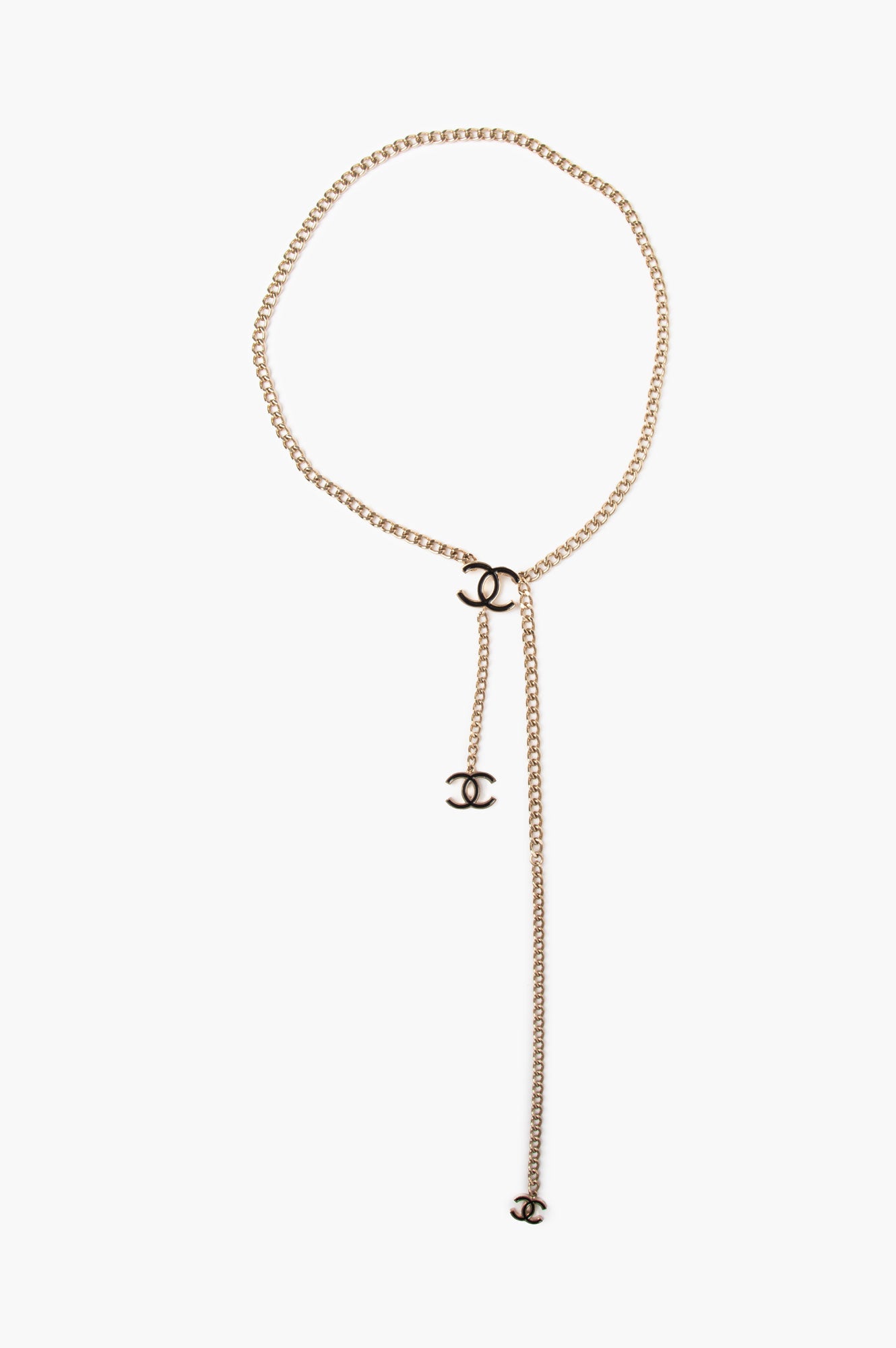 Chanel 10V Black Gold Tone CC Chain Belt