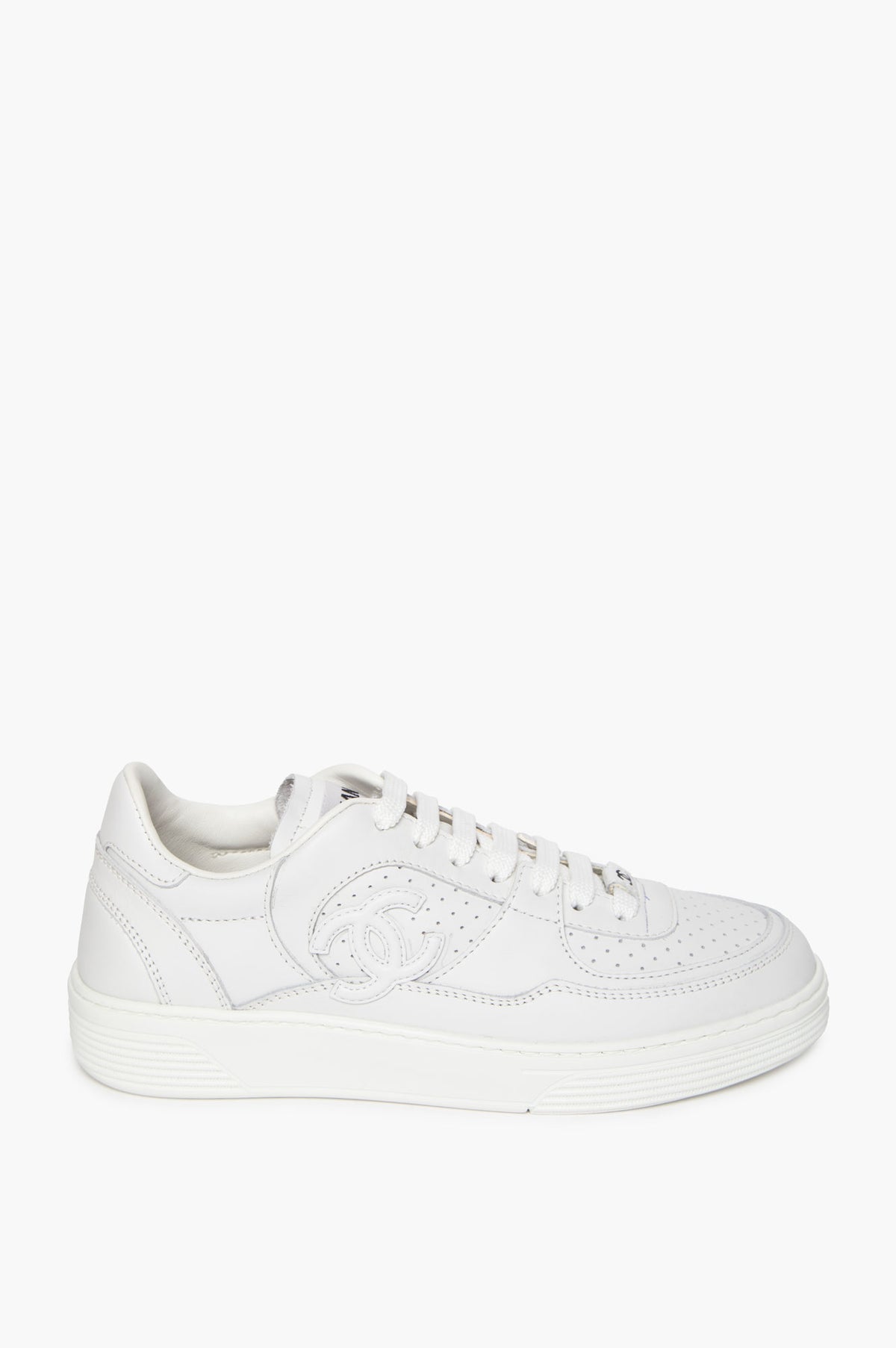 Chanel 23A White Leather CC Logo Sneakers Size 36