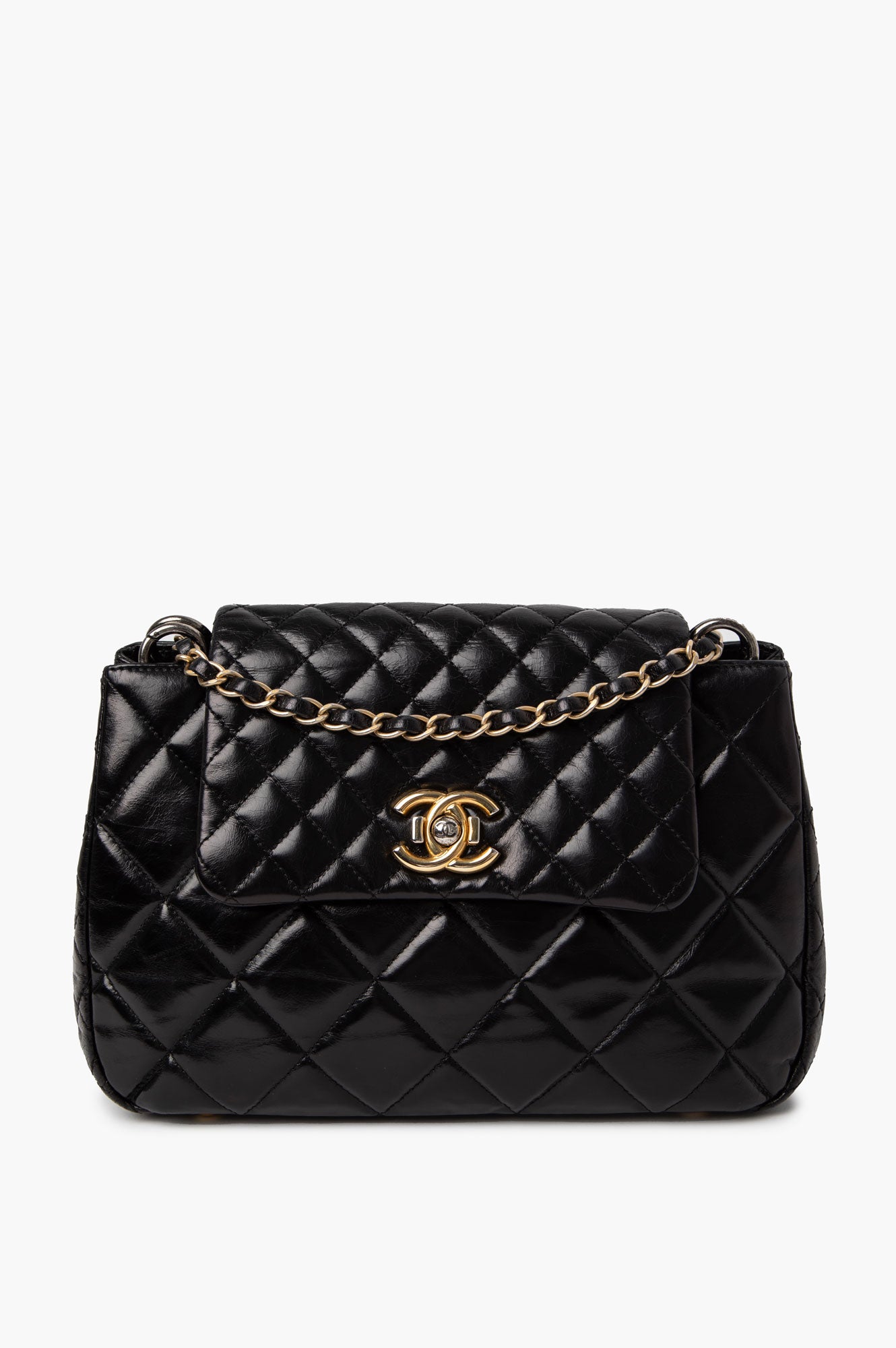 Chanel Black Aged Calfskin Daily Walk Accordion Bag