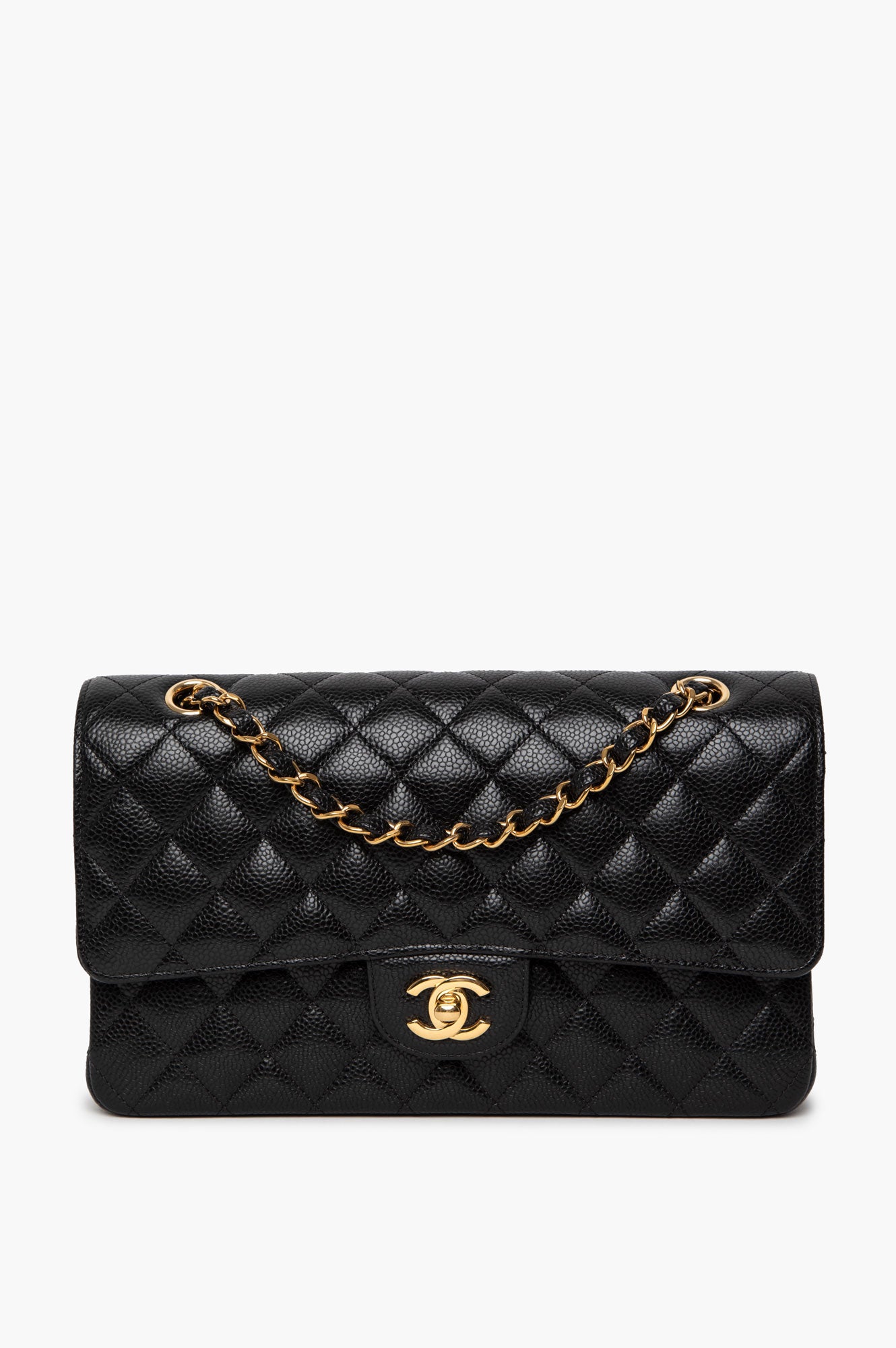 Chanel Black Caviar Medium Classic Double Flap GHW