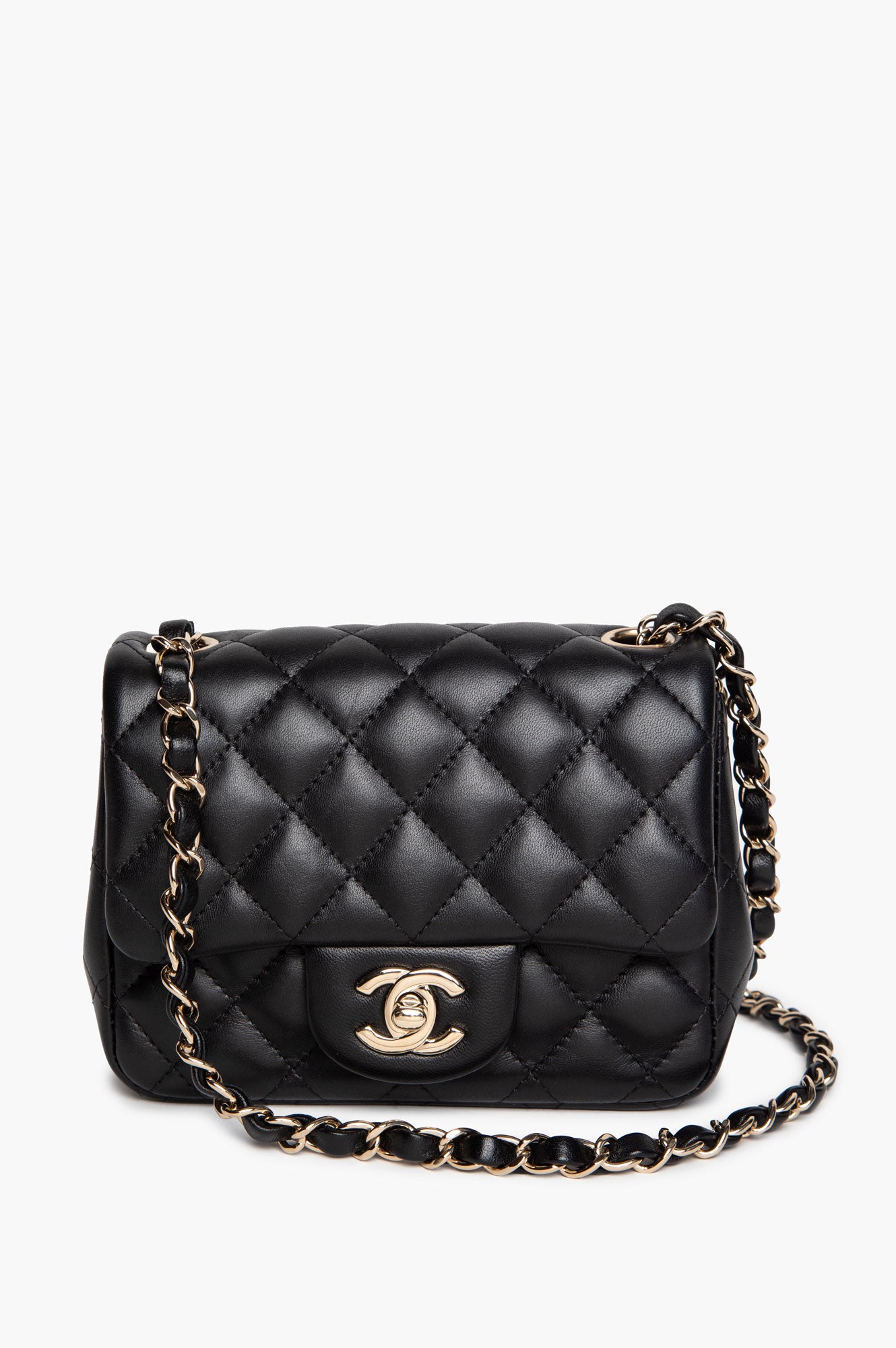 Chanel Black Lambskin Mini Square Classic Flap Bag