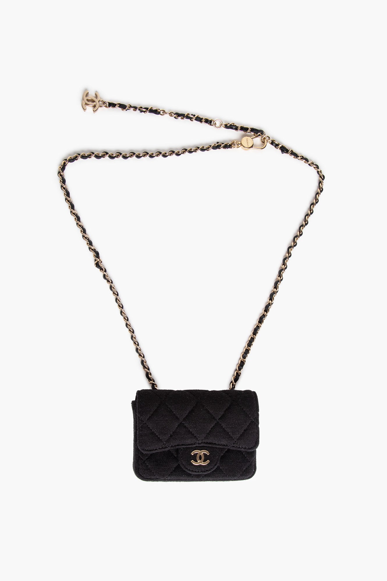 Chanel Black Quilted Jersey GHW Belt Bag