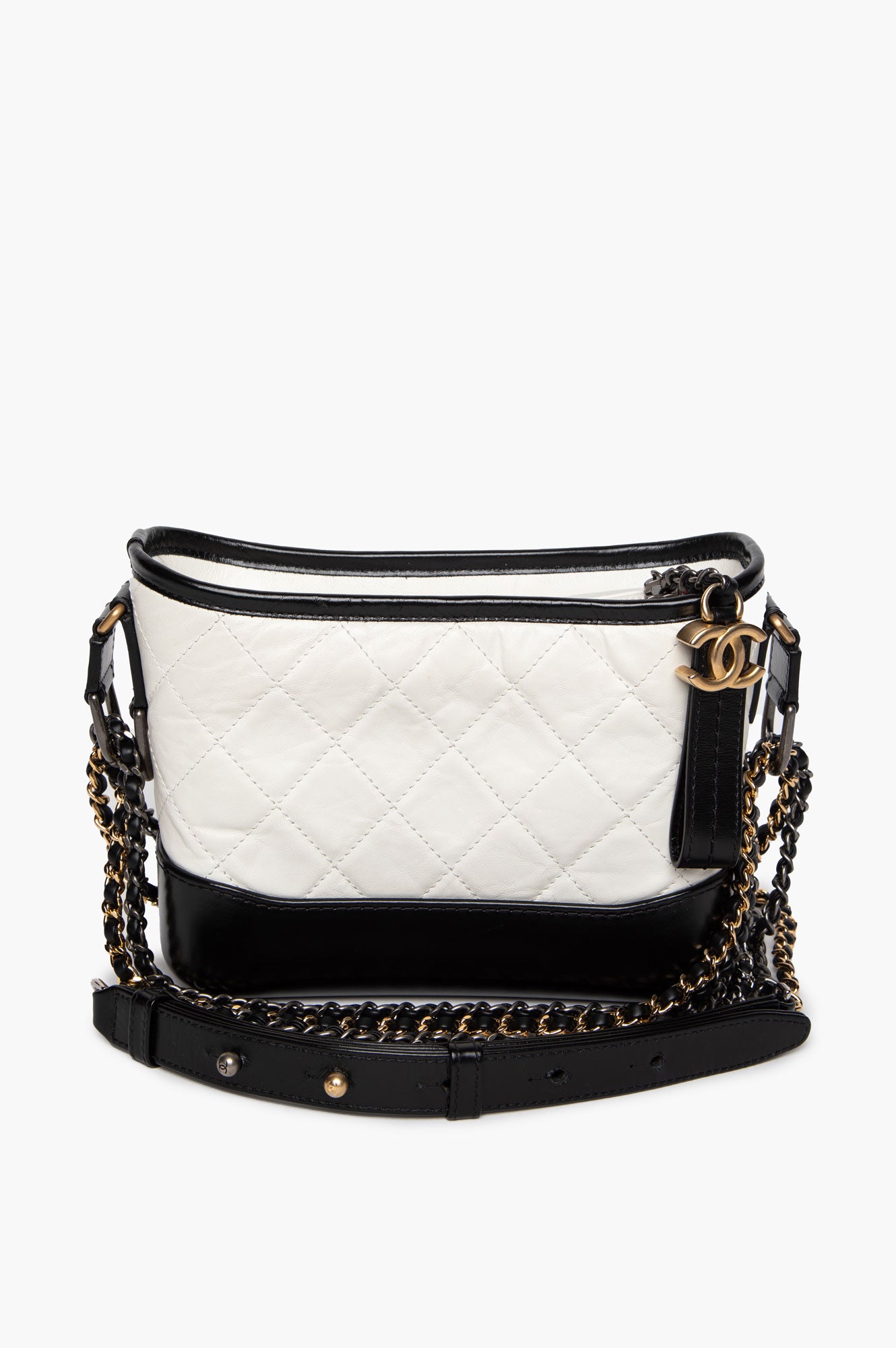 Chanel Black & White Aged Calfskin Small Gabrielle Bag