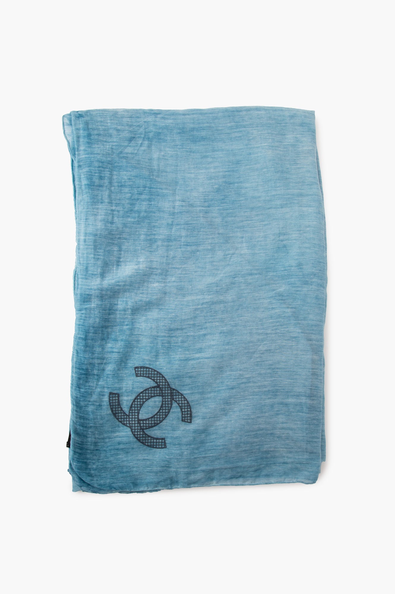 Chanel Blue Cotton/Silk Blended Scarf